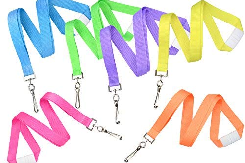 Bright Neon Lanyards 6-Pack with Swivel Hook - for School IDs, Work Badges & Cruise Cards