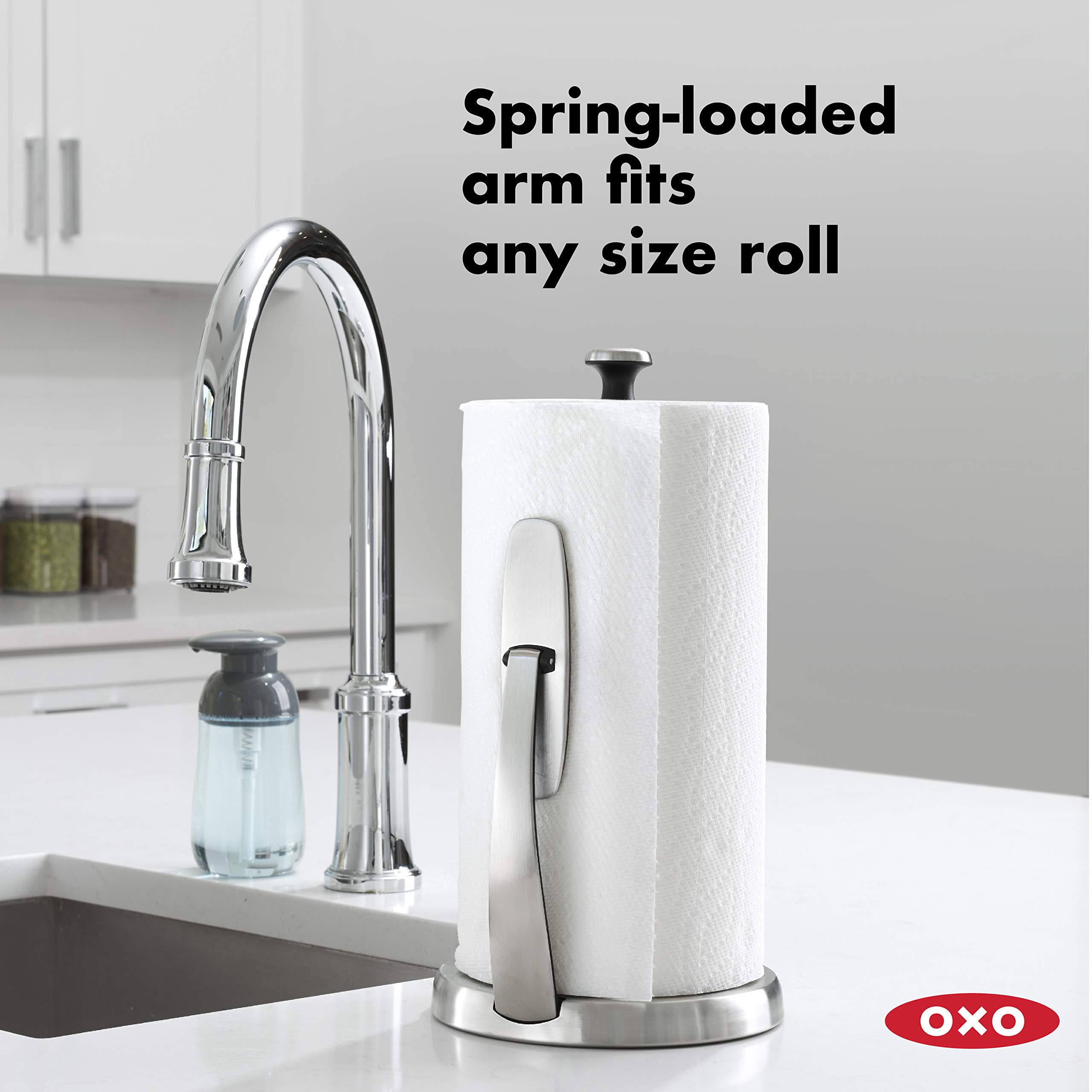 KitchenAid Large Capacity Dish Rack with OXO Good Grips SimplyTear Paper Towel Holder - Durable Stainless Steel Dish Drying Rack with Towel Dispenser for Kitchen Countertop Organization