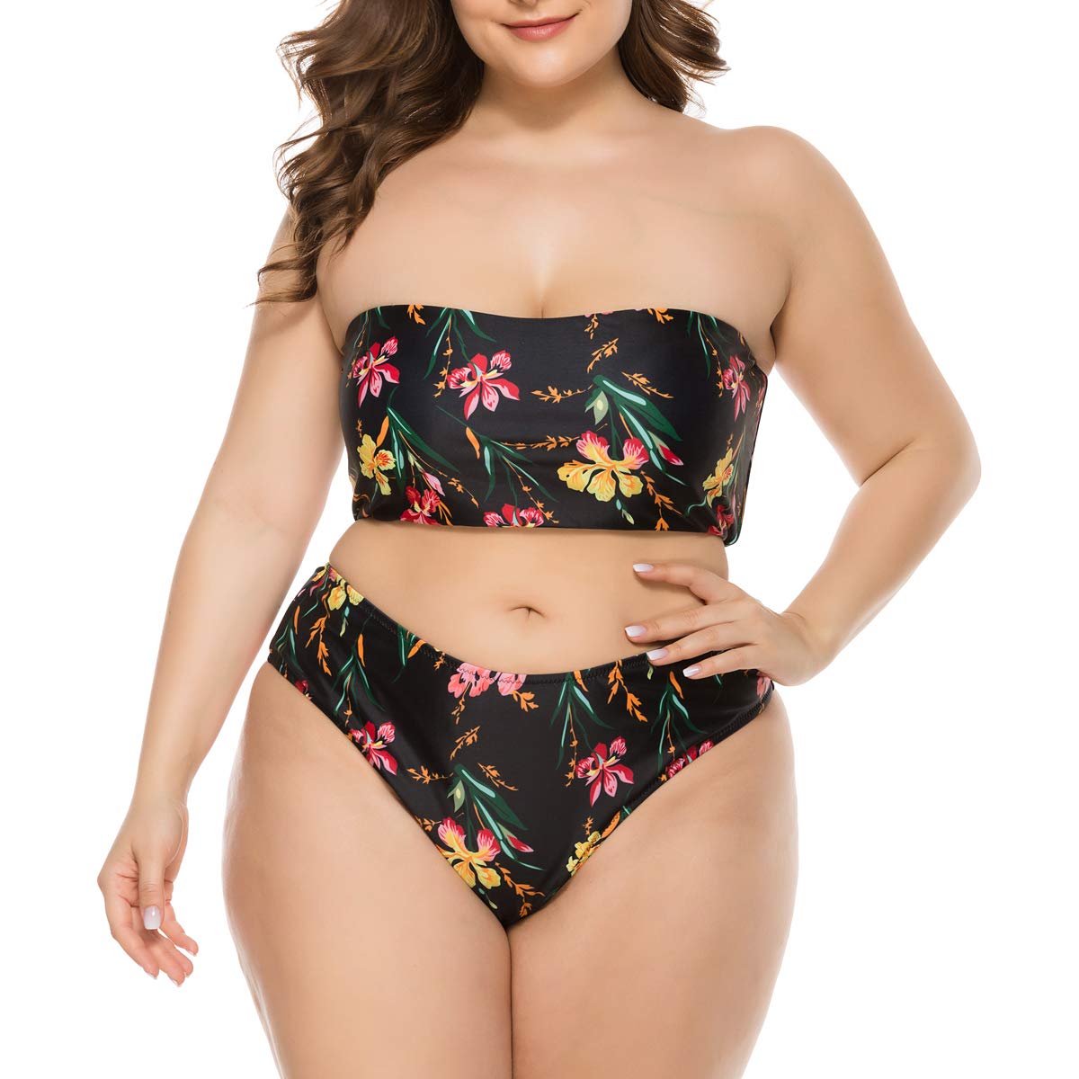 Yii ouneey Plus Size Swimsuit for Women - High Waisted Bikini Set with Tummy Control | Bathing Suit for Beach, Pool & Vacation | Comfortable Swimwear for Curvy Women