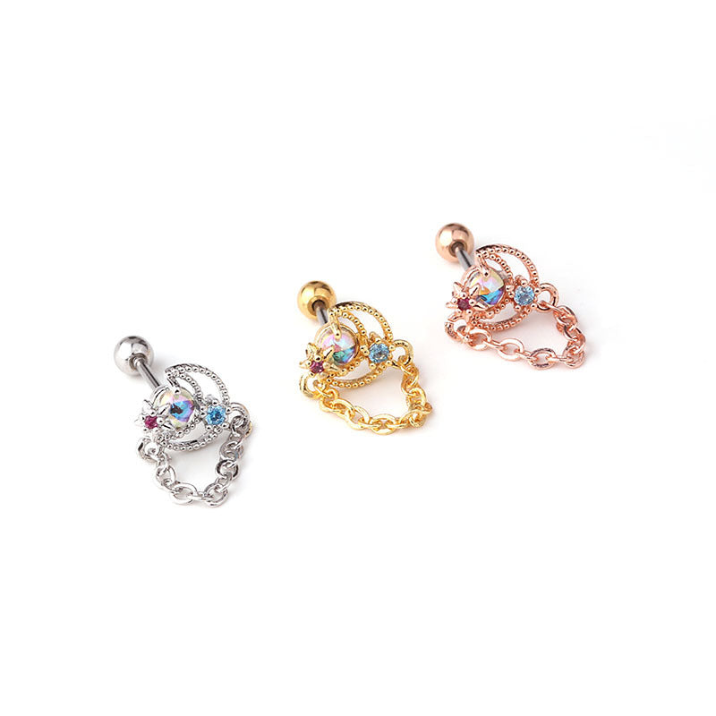 20G Moon Star Hypoallergenic Tragus Helix Studs - Surgical Steel Cartilage Earrings for Sensitive Ears | Perfect for Daily Wear, Piercing Jewelry Gift & Fashion Accessories