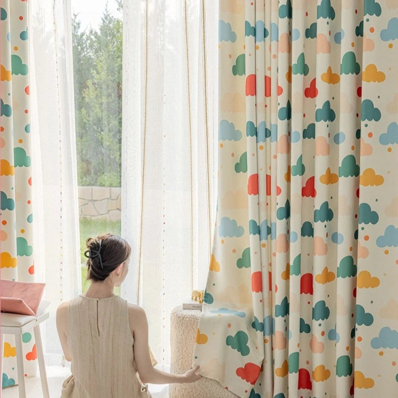 Whimsical Cloud Dreams Custom Nursery Room Curtains - Soft Blackout Window Drapes for Baby's Room Decor & Nursery Theme Ideas