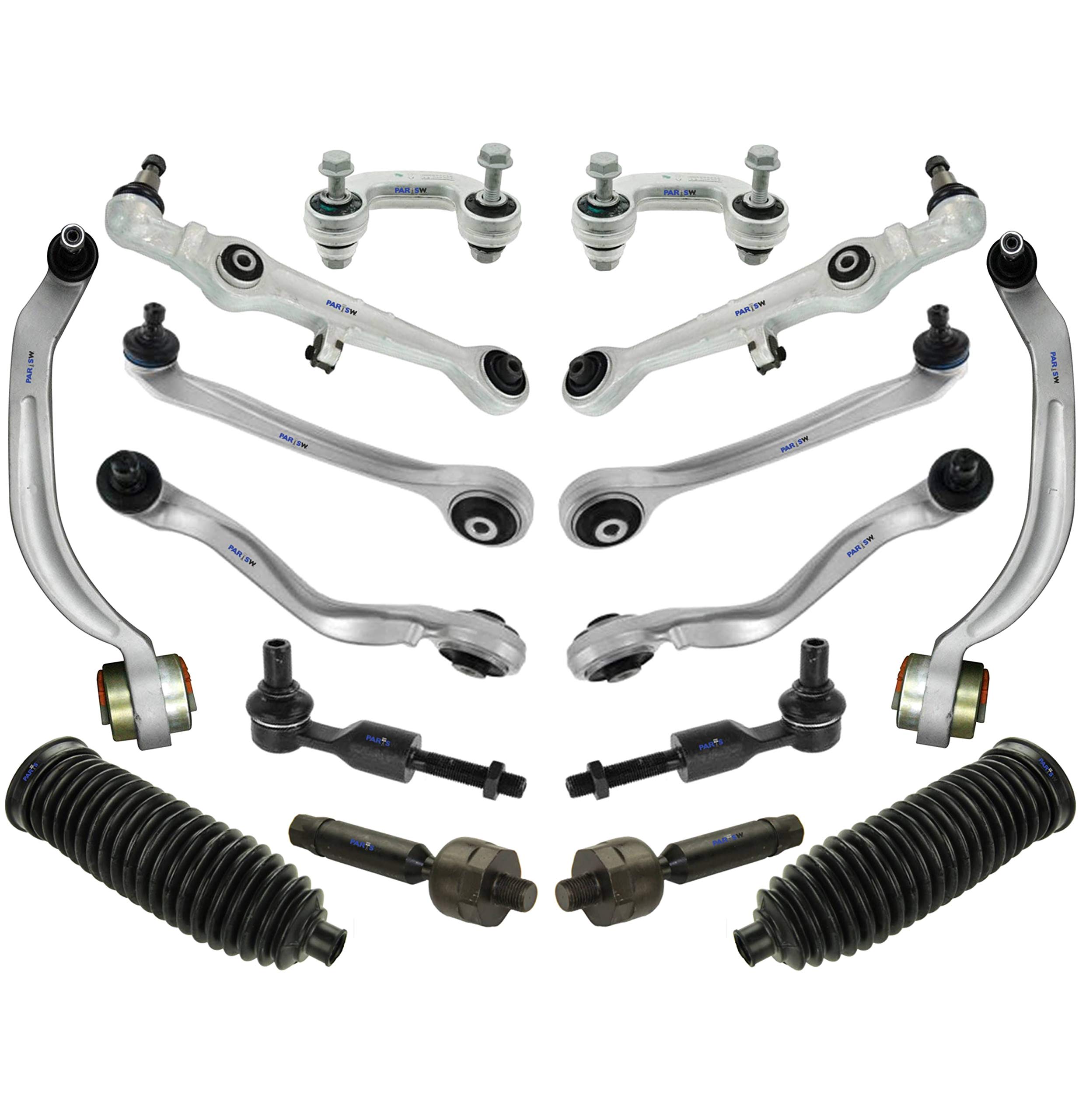 16-Piece Front Suspension Kit for Audi A4/A6 & VW Passat - Upper/Lower Control Arms, Ball Joints, Sway Bar Links, Tie Rod Ends, Bellow Boots - Complete Repair Solution for Smooth Ride & Handling (2002-2011 Models) - Perfect for DIY Mechanics & Auto Shops