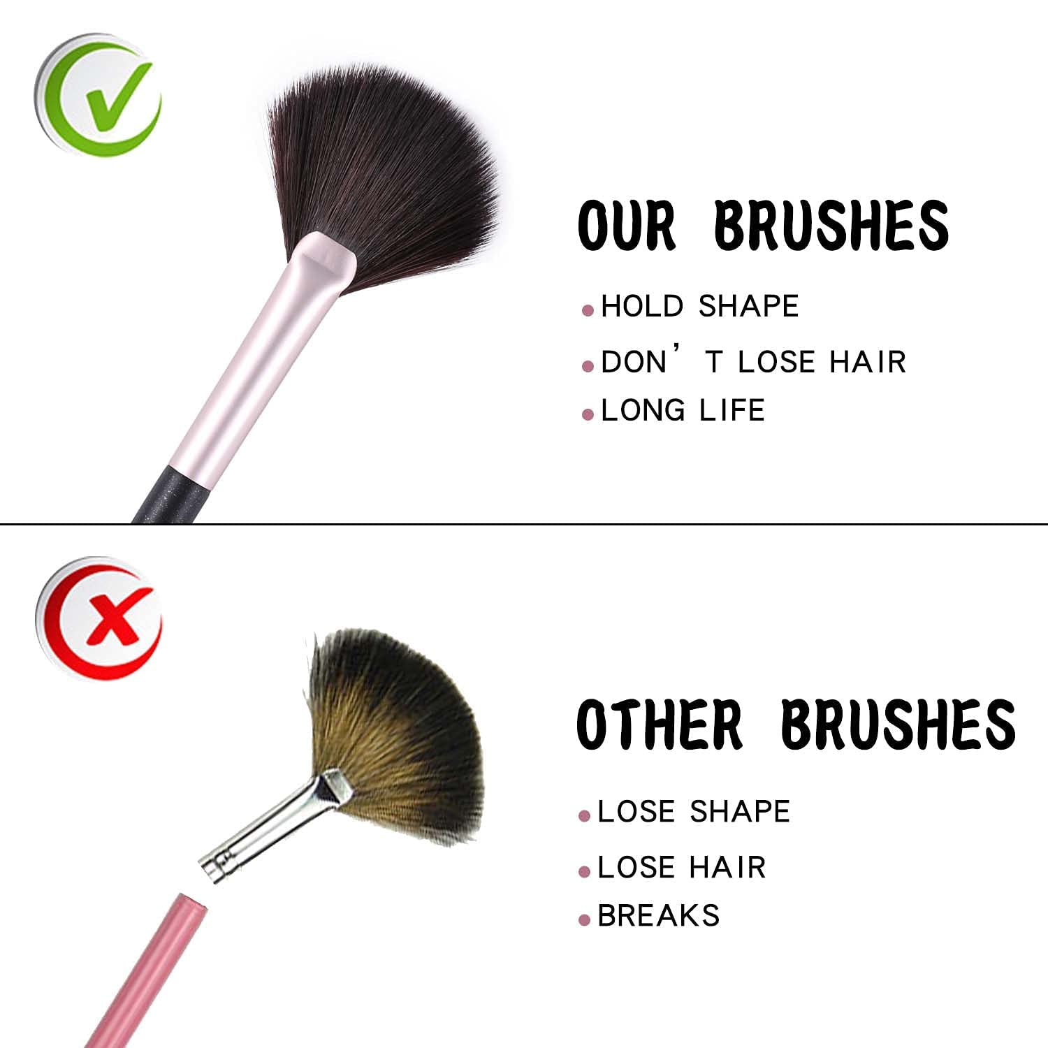 Professional ENERGY Fan Brushes for Makeup - Vegan Synthetic Blush, Highlighter, Setting Powder & Mineral Blending - Perfect for Facials, Buffing & Nail Art | Ideal for Everyday Makeup & Professional Use