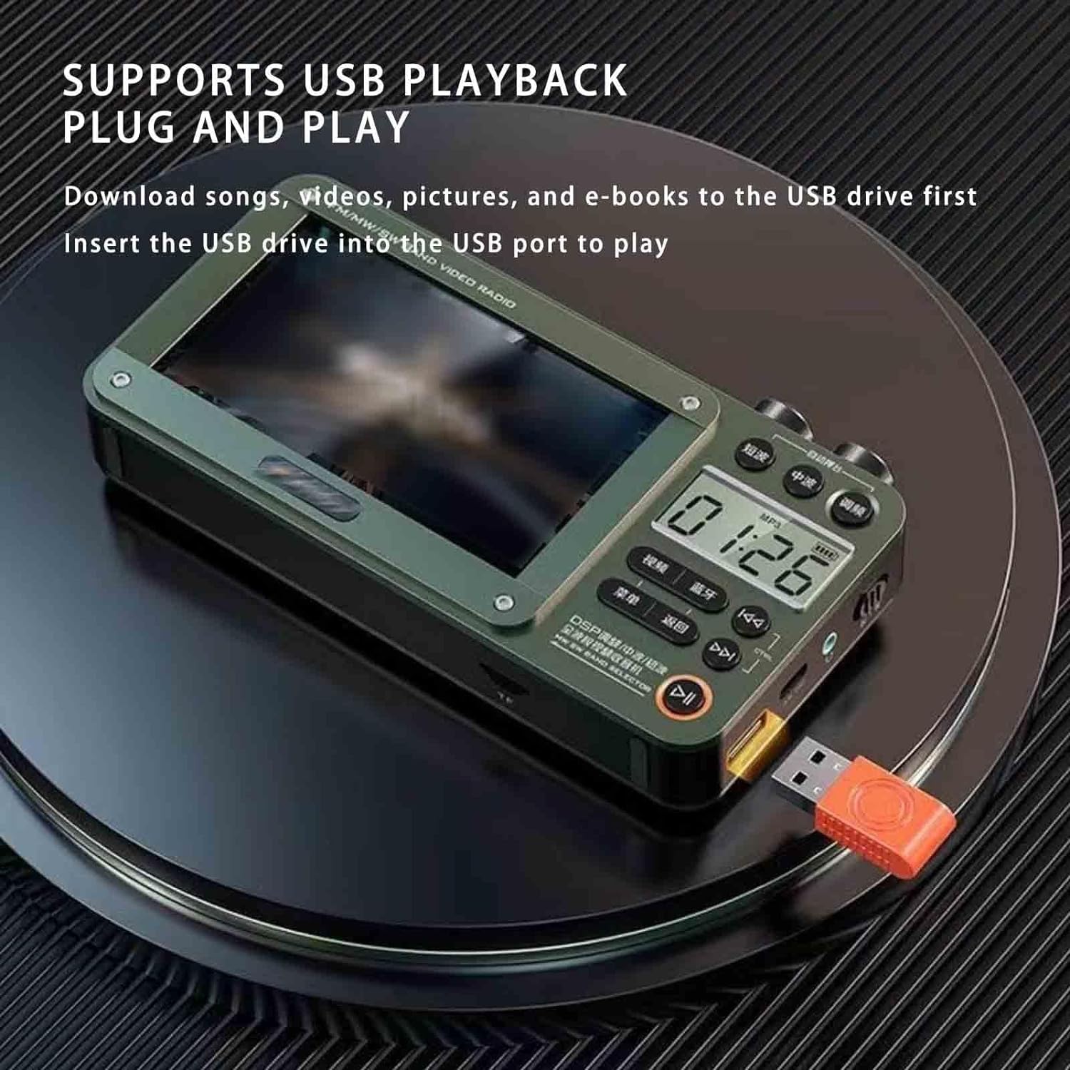 Premium Bluetooth Pocket Full Band Video Radio with AM/FM, USB Support - 2024 New Multifunctional Portable TV Tuner (Gray) | Perfect for Travel, Camping, Emergency & Home Use