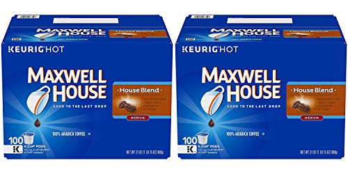Maxwell House House Blend Medium Roast Coffee K-Cup Pods - 200 Count (2 Pack of 100) for Keurig Brewers - Perfect for Office, Home & Morning Coffee Routine