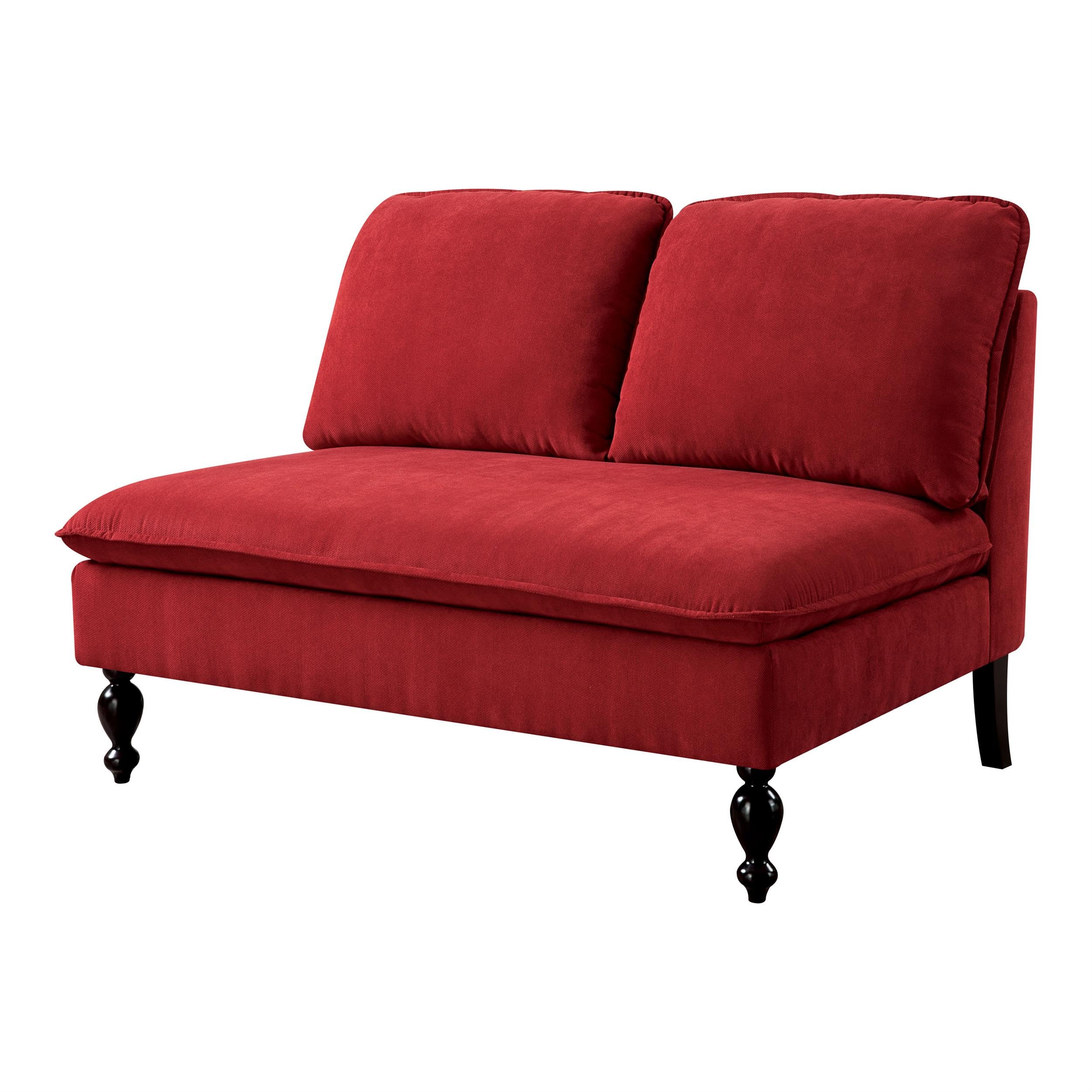Furniture of America Maggie Fabric Upholstered Loveseat Bench in Red - Stylish Sofa for Living Room, Bedroom & Entryway Seating