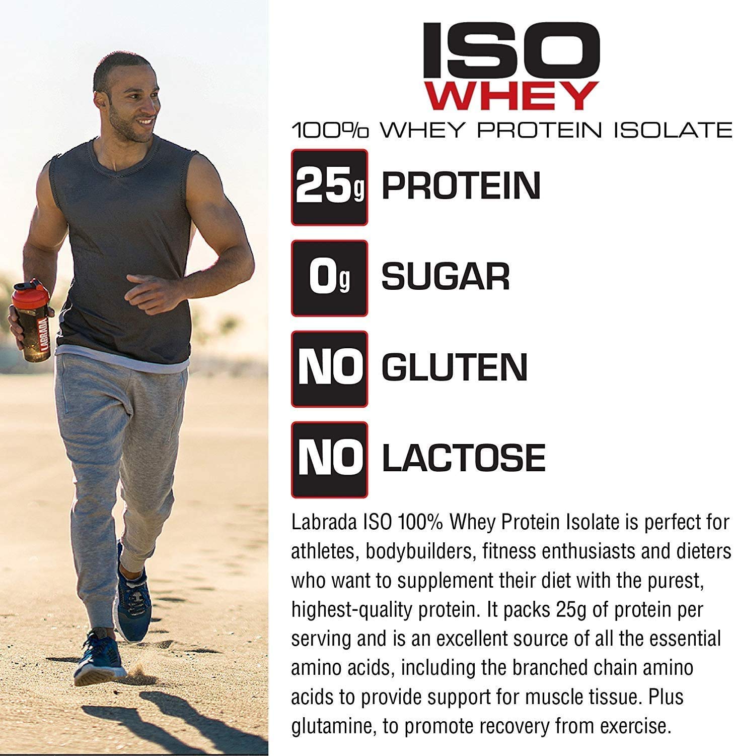 Labrada Nutrition ISO 100% Whey Protein Isolate Powder - Strawberry Flavor 5lb for Muscle Recovery & Post-Workout Shakes