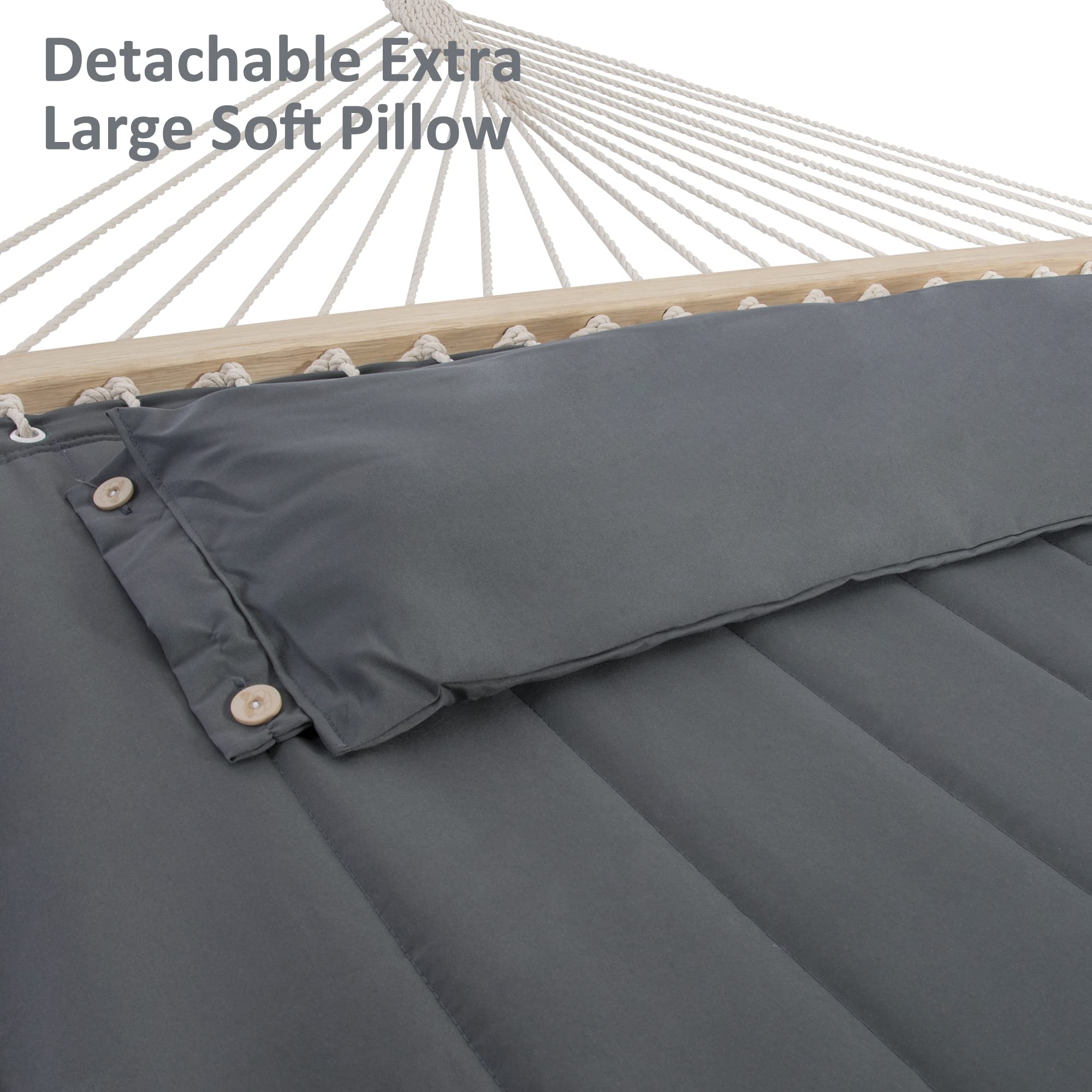 SUNCREAT 2 Person Hammock with Stand - Heavy Duty Portable Outdoor Hammock for Backyard, Camping & Beach - 475 lbs Capacity - Dark Grey - Perfect for Relaxing, Lounging & Picnics