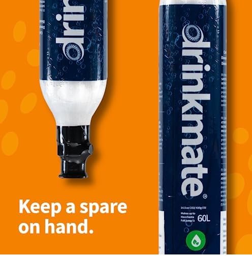 Drinkmate 60L CO2 Carbonation Cylinders - 3 Pack, Compatible with SodaStream (Screw-In), Aarke, Ninja Thirsti - 14.5 Oz Refillable Gas Canisters for Sparkling Water, Soda & Cocktails | Home & Office Beverage Carbonation System
