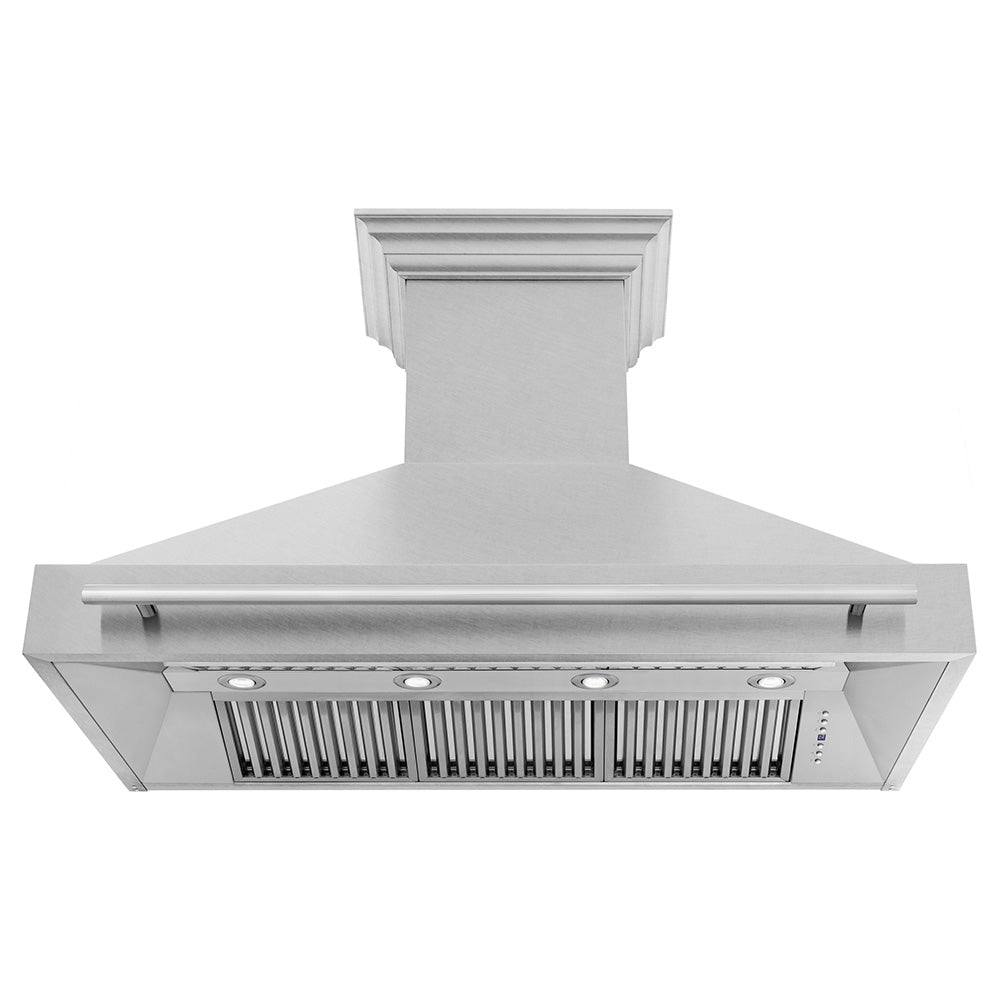 ZLINE 48-Inch Stainless Steel Wall Mount Range Hood with Satin Finish & Stainless Steel Handle (8654SNX 48) - Powerful Kitchen Ventilation for Gas Stoves & Cooking Areas