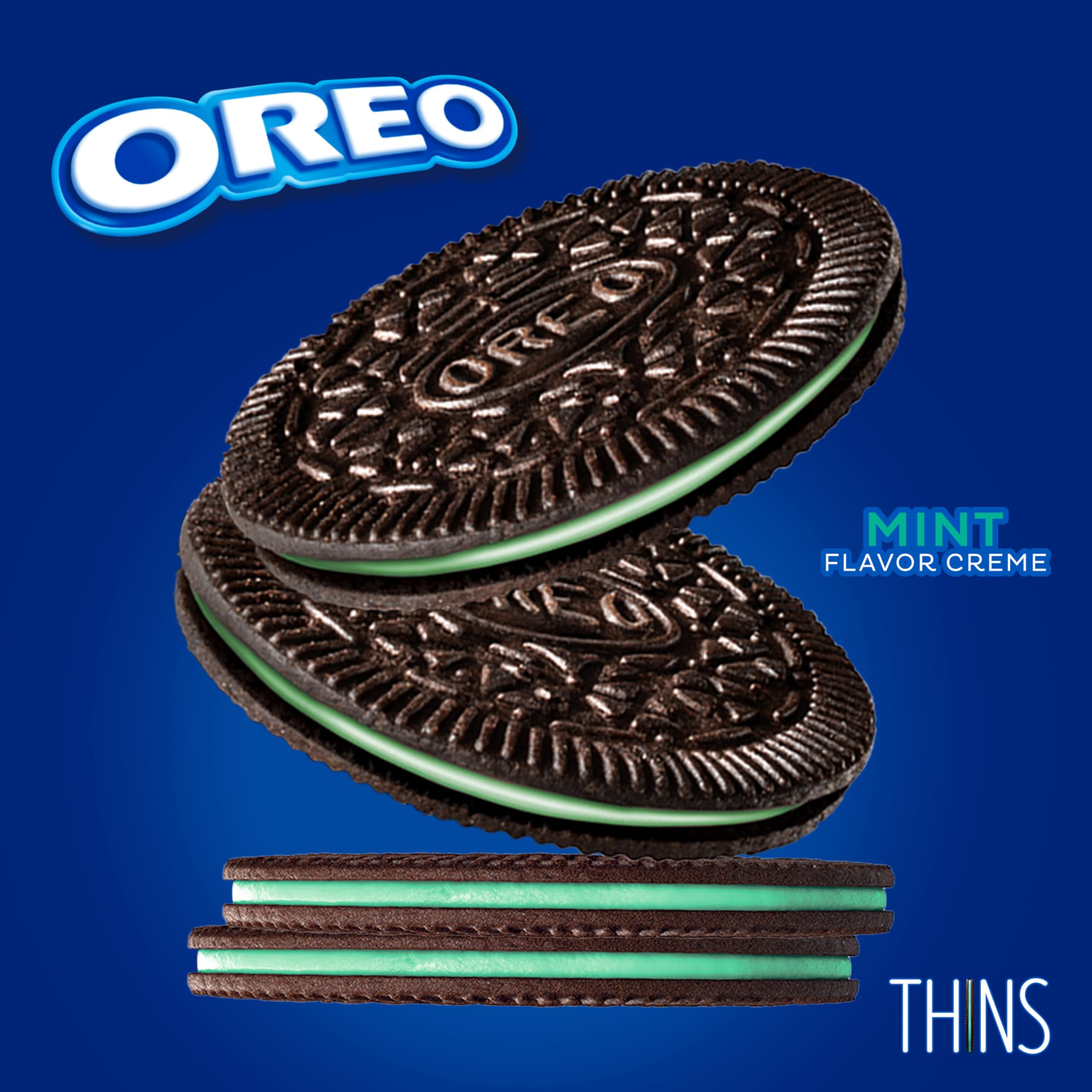 OREO Thins Mint Creme Chocolate Sandwich Cookies, Family Size Pack of 12 (13.1 oz Each) - Perfect for Parties, Snacking & Gift Giving