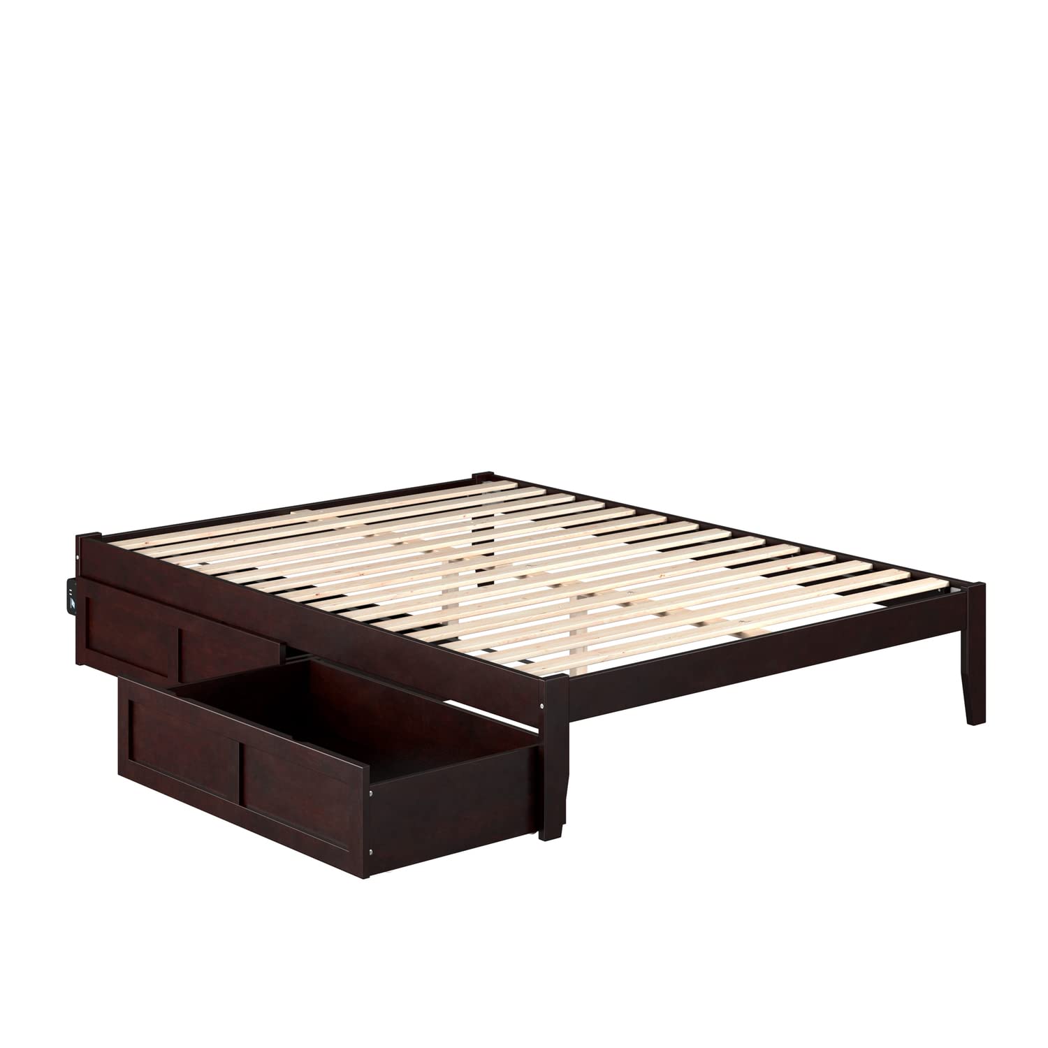 AFI Colorado Queen Platform Bed Frame with 2 Storage Drawers & USB Charging Ports - Espresso Finish - Space-Saving Storage Solution for Small Bedrooms & Modern Apartments