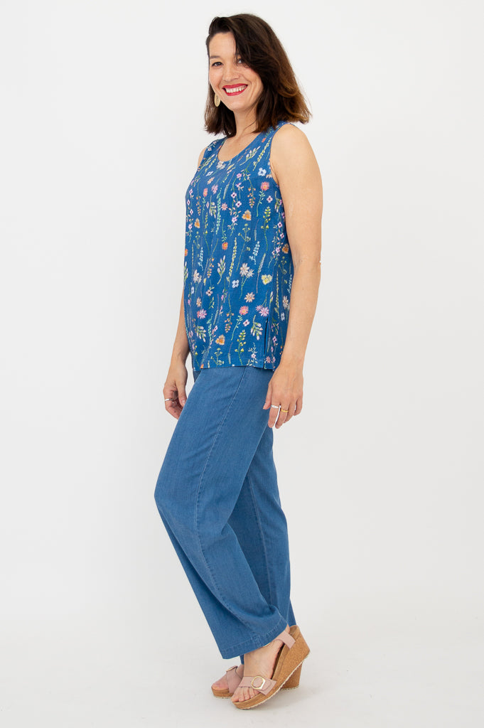 Dena Tank Top for Women - Soft Linen Bamboo Blend, Meadow Green - Perfect for Summer Outfits, Casual Wear & Layering