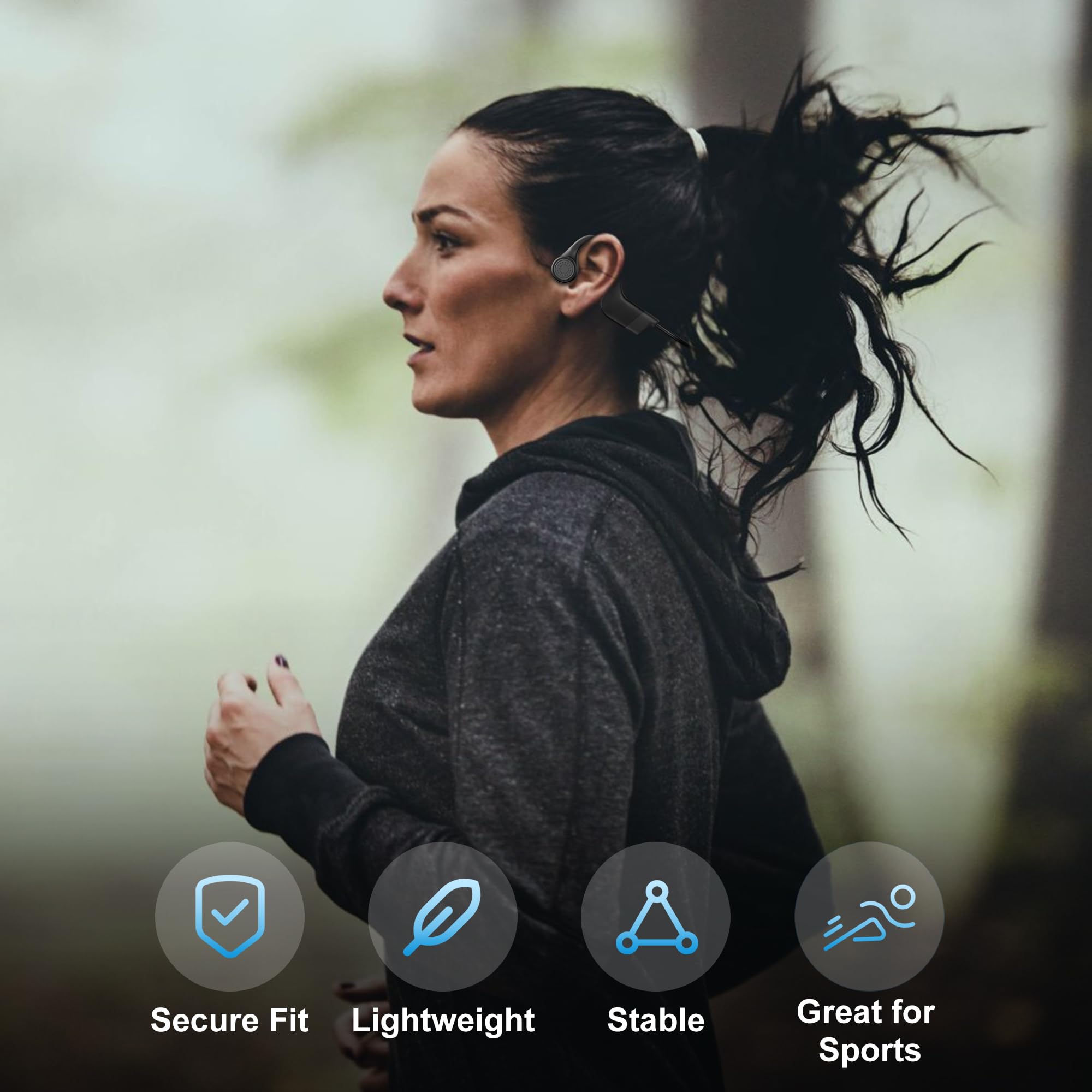 Hanmer Bone Conduction Headphones - Open-Ear Bluetooth Wireless Sport Headphones with Built-in Mic, IPX8 Waterproof for Running, Cycling, Hiking & Workout | Perfect for Outdoor Activities & Gym Training