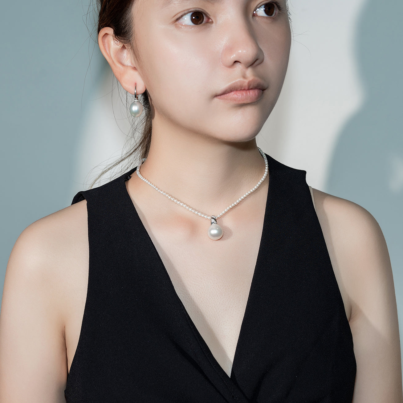 18K Solid Gold Australian White Diamond Saltwater Pearl Necklace - Elegant Bridal Jewelry & Anniversary Gift for Women (KN00136) | Perfect for Weddings, Parties & Special Occasions