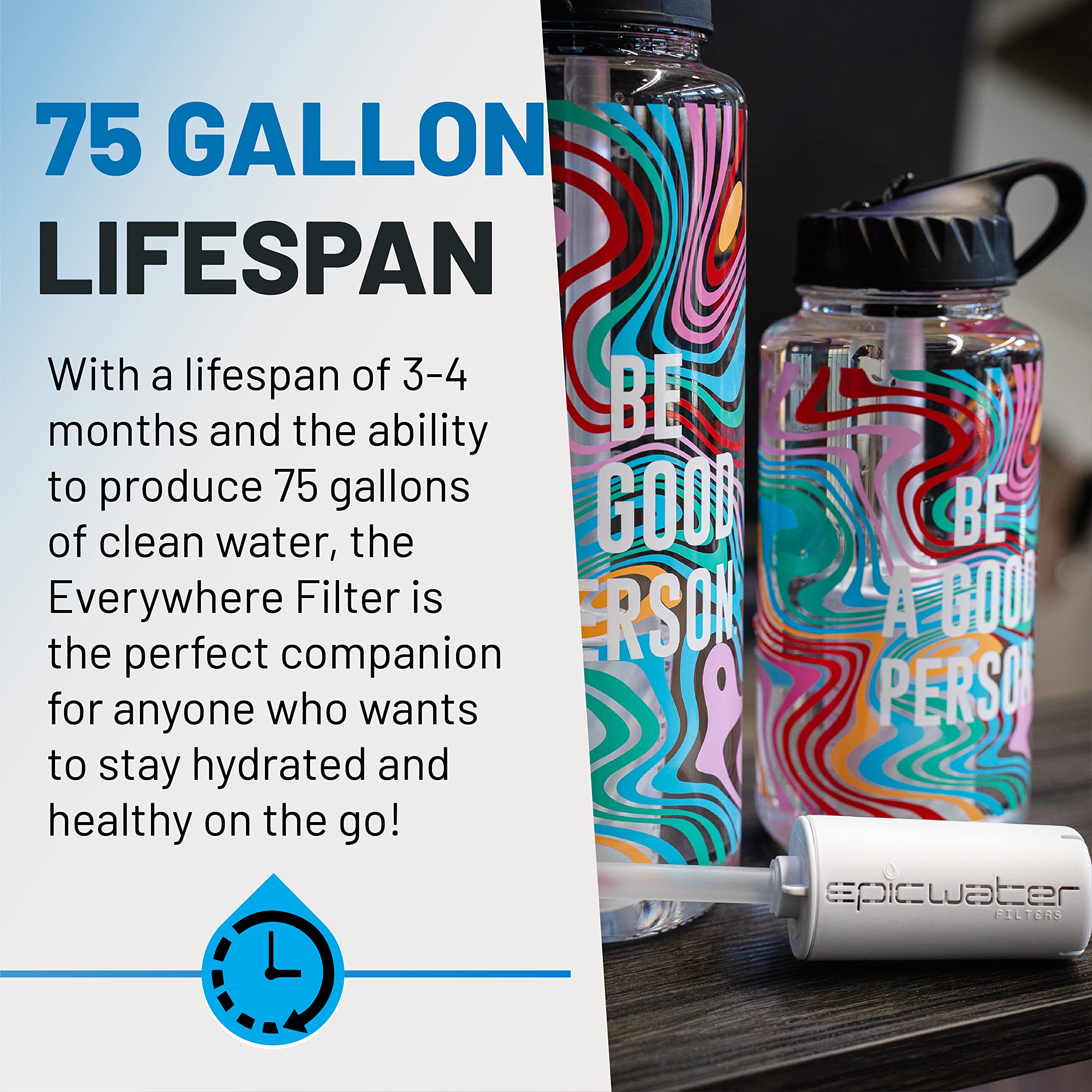 Epic Water Filters Nalgene OG Water Bottle with Built-in Filter - 48oz BPA-Free USA Made Water Bottle Removes 99.99% of Tap Water Contaminants & PFAS - Perfect for Hiking, Camping, Travel and Everyday Hydration