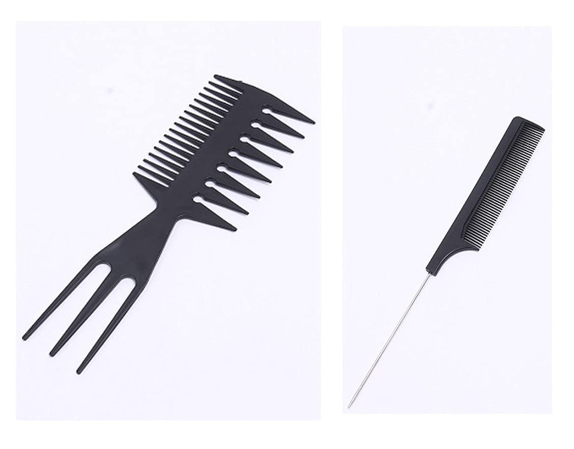 10-Piece Professional Hair Comb Set - Plastic Styling Combs Kit with Rat Tail, Wide Tooth, Detangling Combs & Hair Paddle Brush - Unisex Barber Tools for All Hair Types - Perfect for Salon, Home Styling & Travel