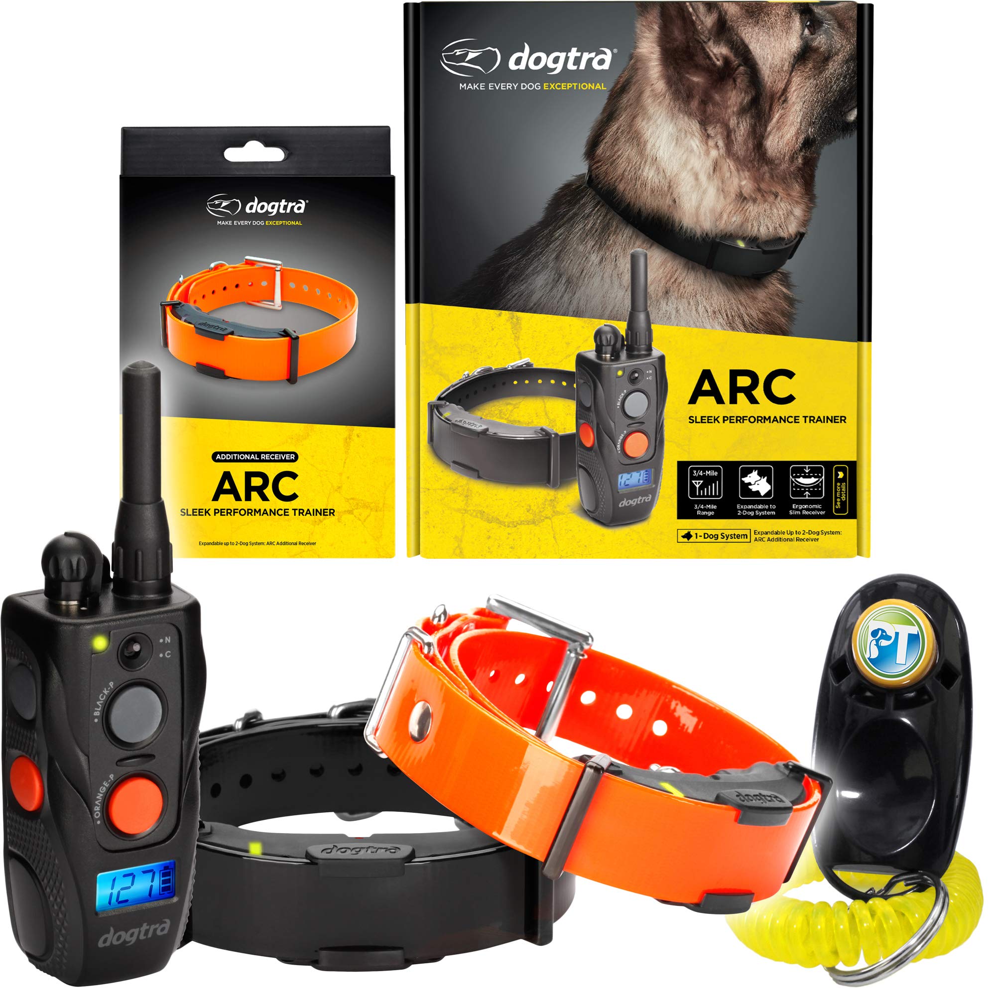 Dogtra ARC 2-Dogs Remote Training Collar - 3/4 Mile Range, Waterproof & Rechargeable E-Collar with Static Stimulation, Vibration & Tone for Small, Medium & Large Dogs | Perfect for Obedience Training, Behavior Correction & Outdoor Adventures