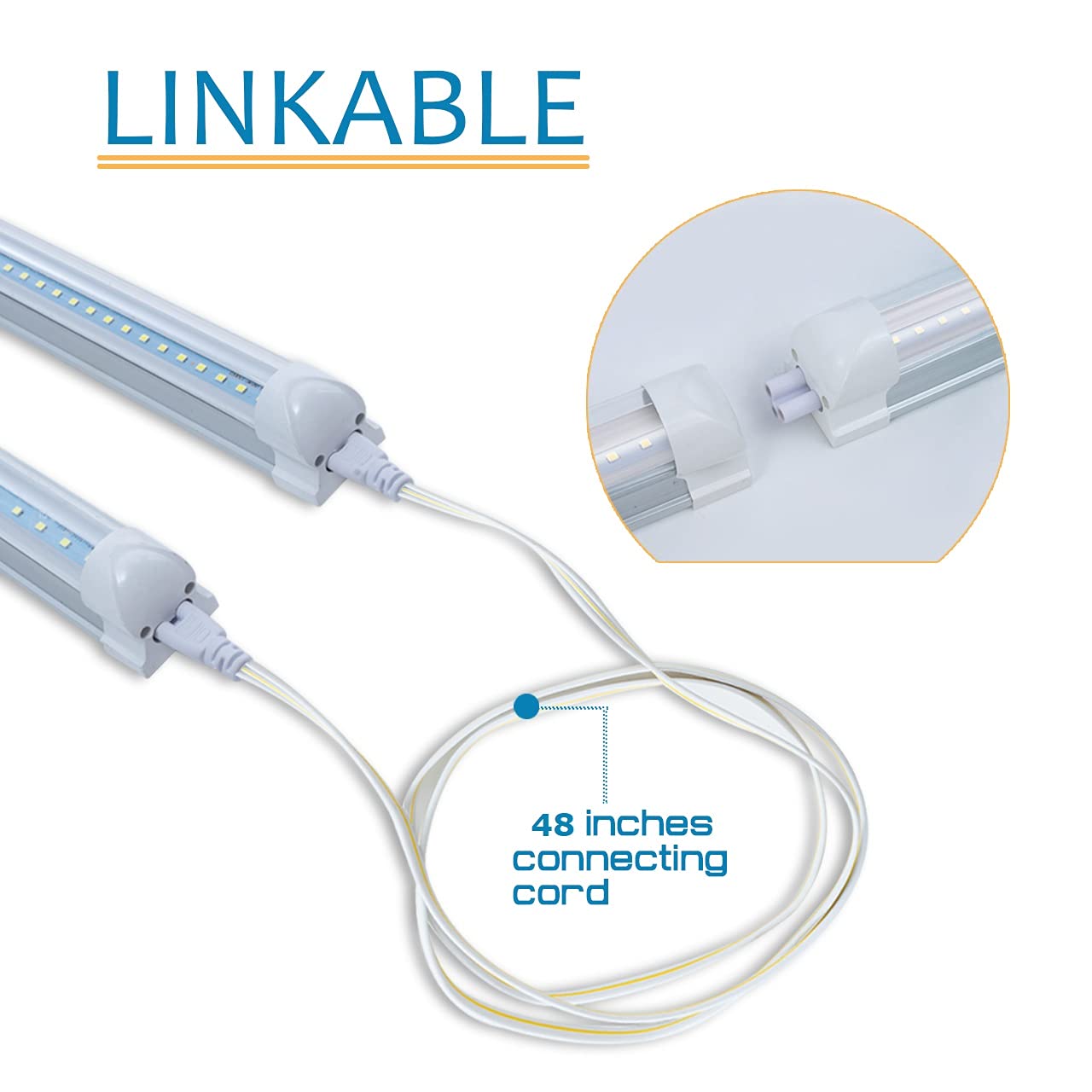 12-Pack 4FT LED Shop Lights 24W, 4 Foot T8 Integrated Tube Lights with Clear Cover, 6000K Daylight White, ON/Off Switch Cable - Perfect for Household, Garage, Under Cabinet, Workshop, and Office Lighting