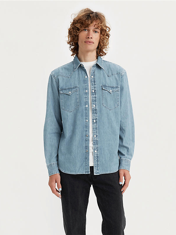 Levi's Men's Classic Western Standard Fit Shirt - Franklin Stonewash Denim Shirt for Casual Wear & Country Style Outfits