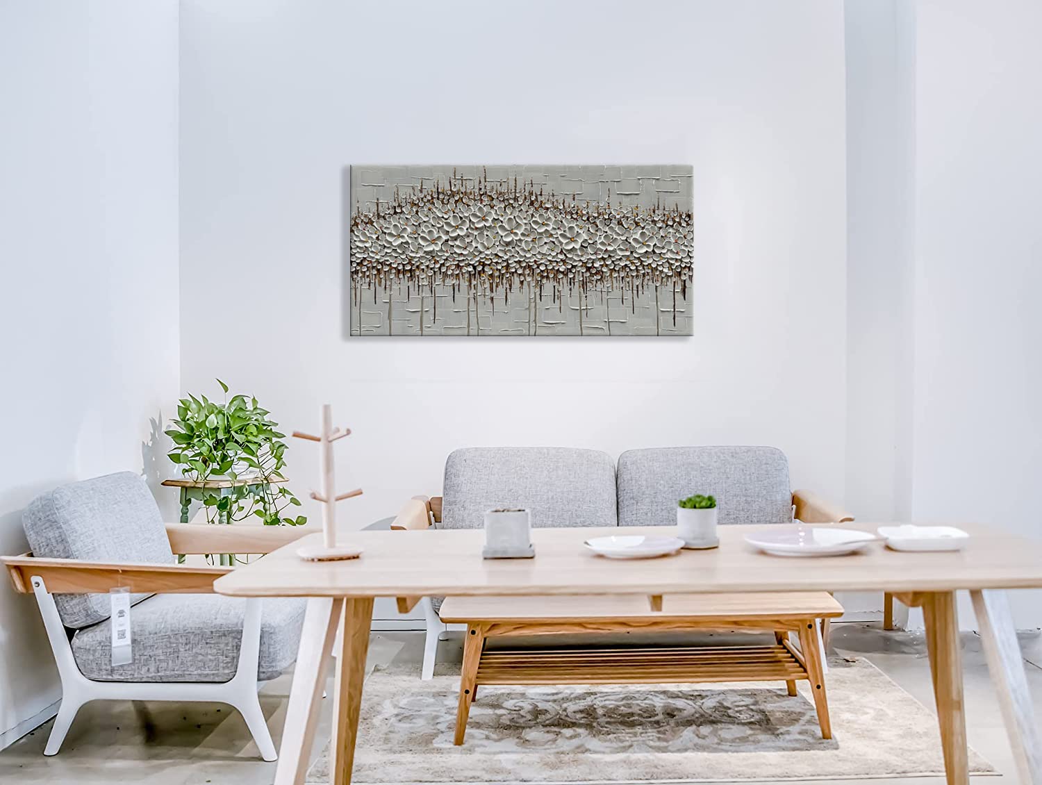 Zoinart 3D Modern Oil Painting on Canvas - Hand Painted Abstract Textured Floral Artwork - Large Framed Wall Art for Living Room, Bedroom & Office Decor - Ready to Hang Home Decoration