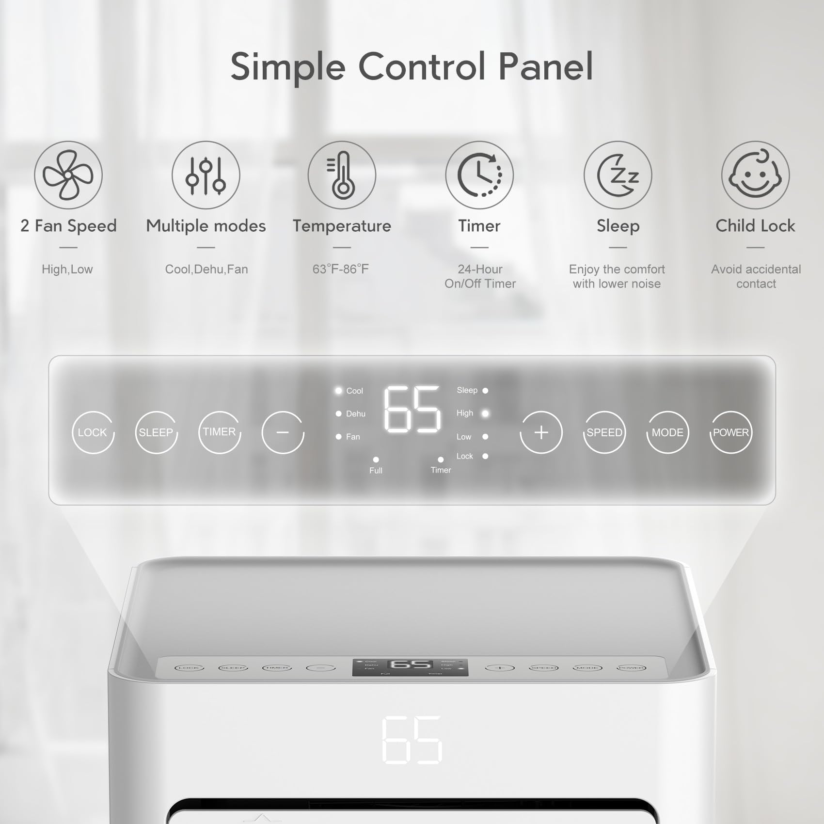 8,000 BTU Portable Air Conditioner for Large Rooms Up to 350 Sq.Ft - 3-in-1 Cooling Unit with Remote Control & Installation Kit - Perfect for Bedrooms, Living Rooms & Home Offices