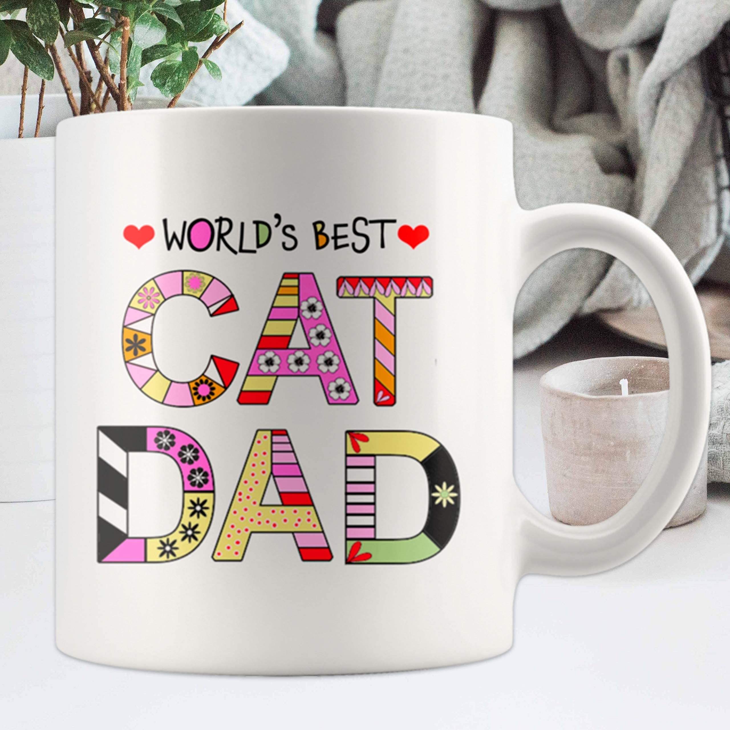 Funny Cat Mom & Dad Ceramic Coffee Mugs - Cute Kitty Themed Gift for Cat Lovers - Best Novelty Cup for Crazy Cat Ladies & Guys - Perfect for Morning Coffee, Office Use & Cat-Themed Gift Giving