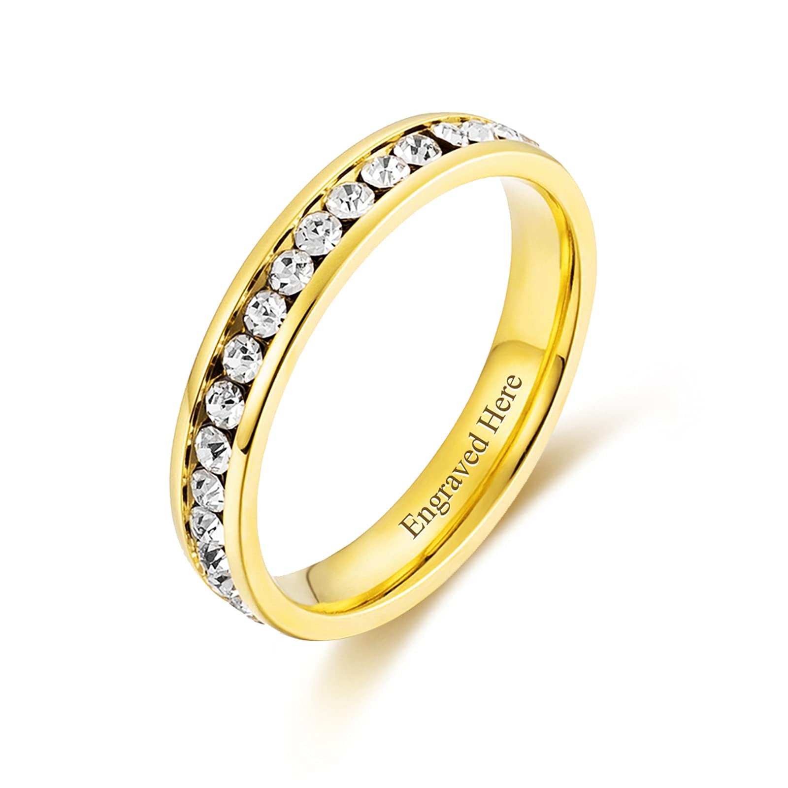 Rose Gold & Gold Plated Sterling Silver Moissanite Rings - Custom Engraved Wedding Bands for Women, Stackable Anniversary Jewelry - Perfect for Engagement, Bridal Sets & Everyday Elegance
