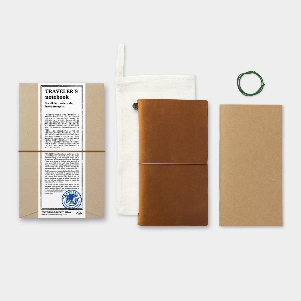 Premium Midori Traveler's Notebook Leather Bundle Set - Regular Size Camel Brown with Refillable Notebook, Rubber Band & Clear Zipper Case | Perfect for Journaling, Travel Scrapbooking & Daily Planner Organization