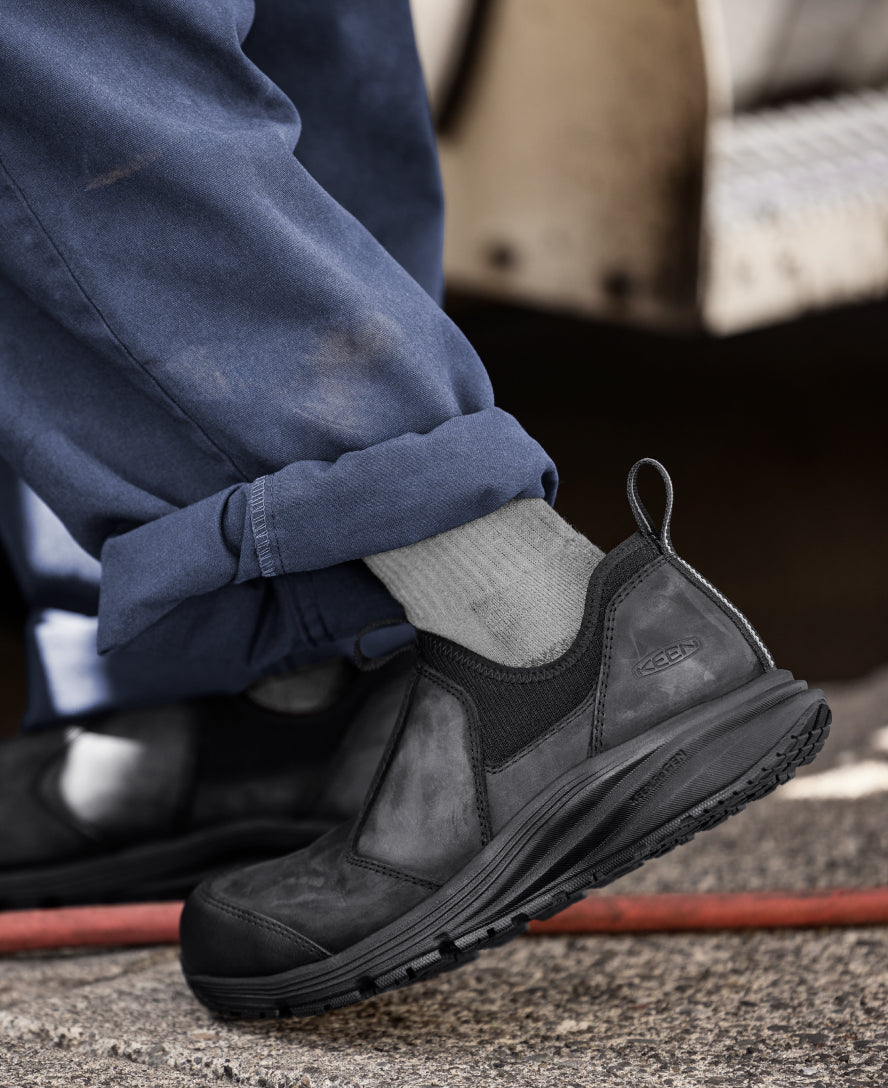 Men's Vista Energy+ Work Shoes with Carbon Toe & ESD Protection - Coffee Bean/Black Color - Slip Resistant Safety Shoes for Electricians, Warehouse & Construction Workers