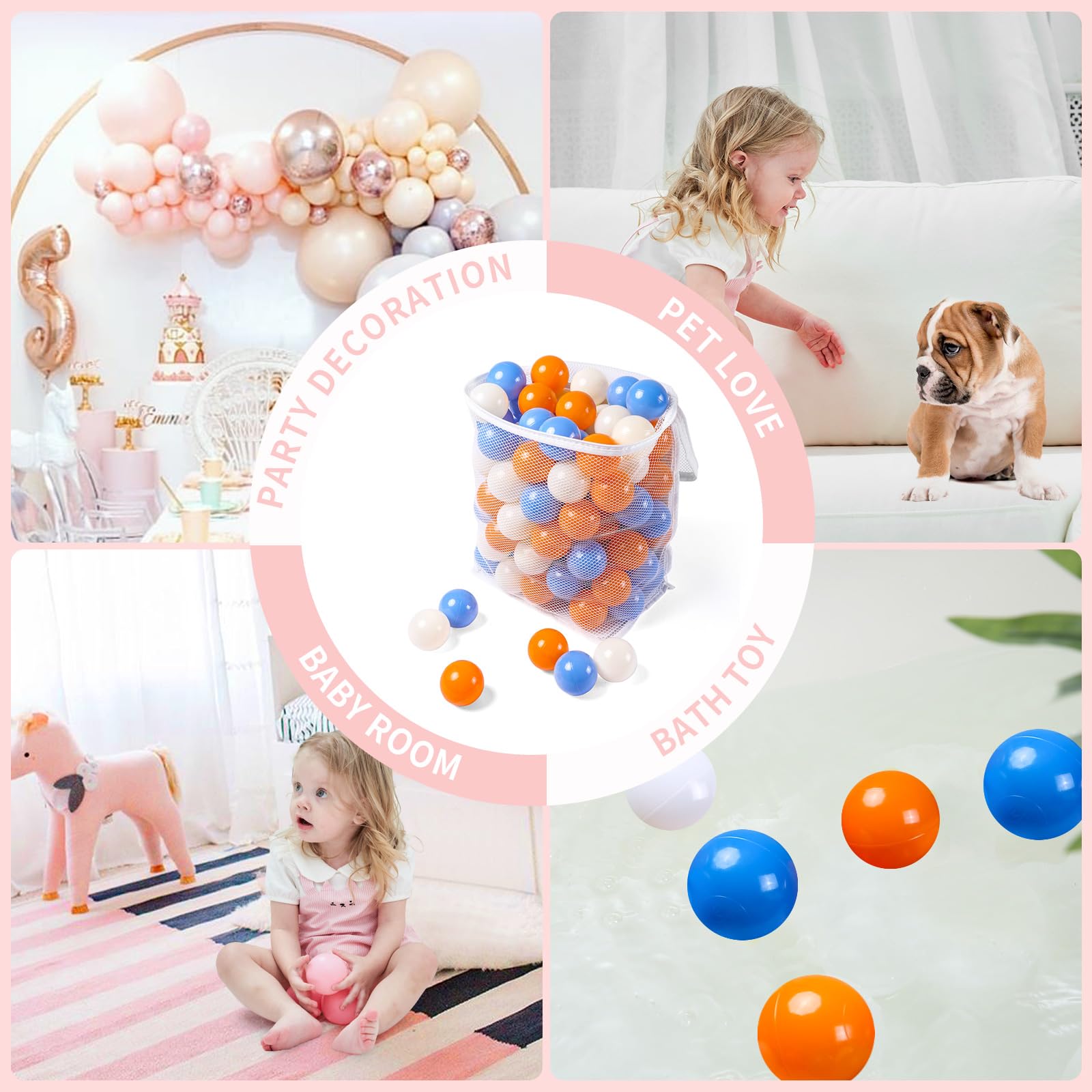 TRENDPLAY 100-Pack Plastic Ball Pit Balls - Hollow, Non-Toxic & Safe for Kids - Perfect for Toddler Play Pools, Birthday Parties & Festival Decorations - Indoor & Outdoor Fun for Children's Playtime
