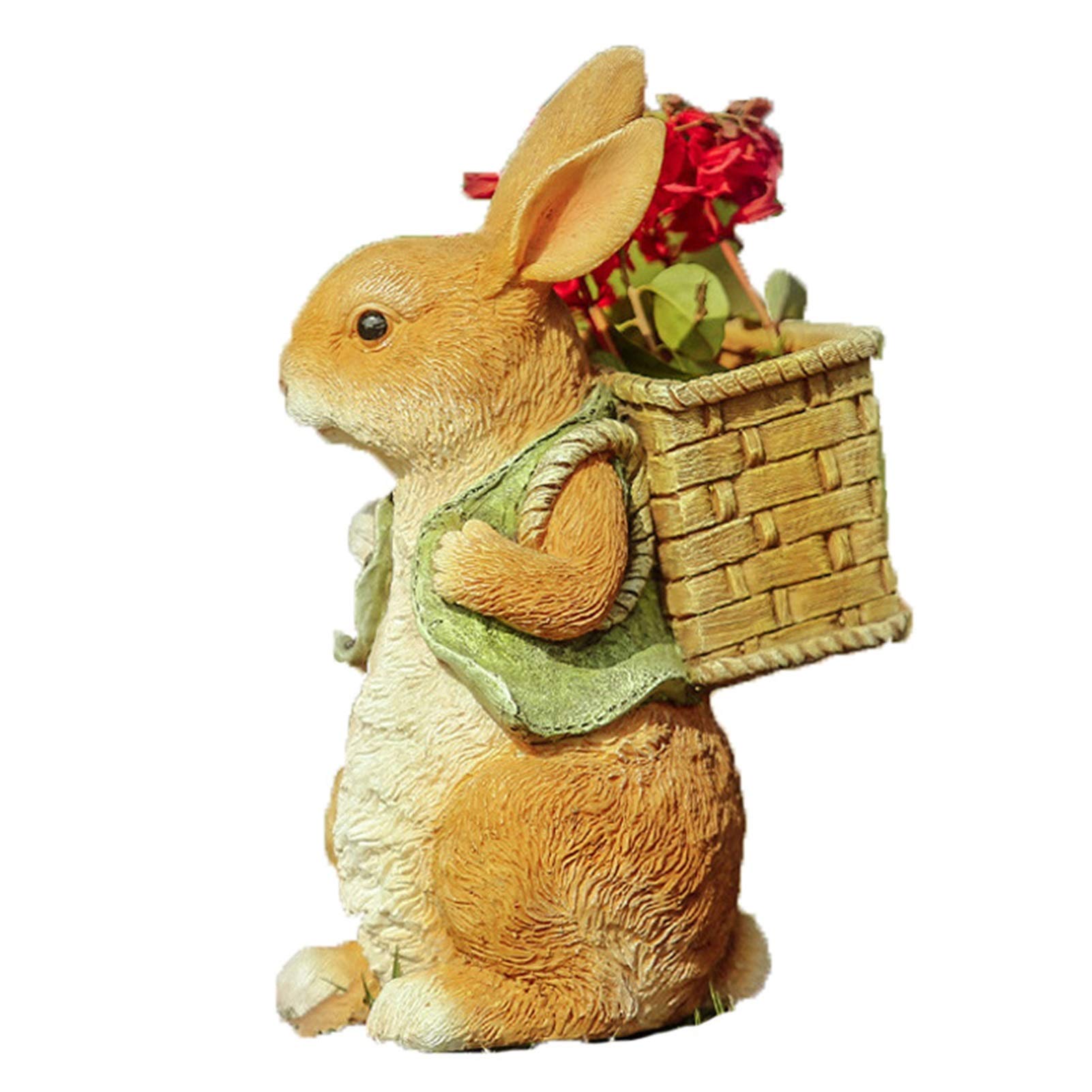 Oddish Flower Pot Statue - Realistic Rabbit Resin Planter for Balcony, Garden, Courtyard & Outdoor Decor - Cute Animal Sculpture Home Decoration (Size B) - Perfect for Succulents, Herbs & Small Plants