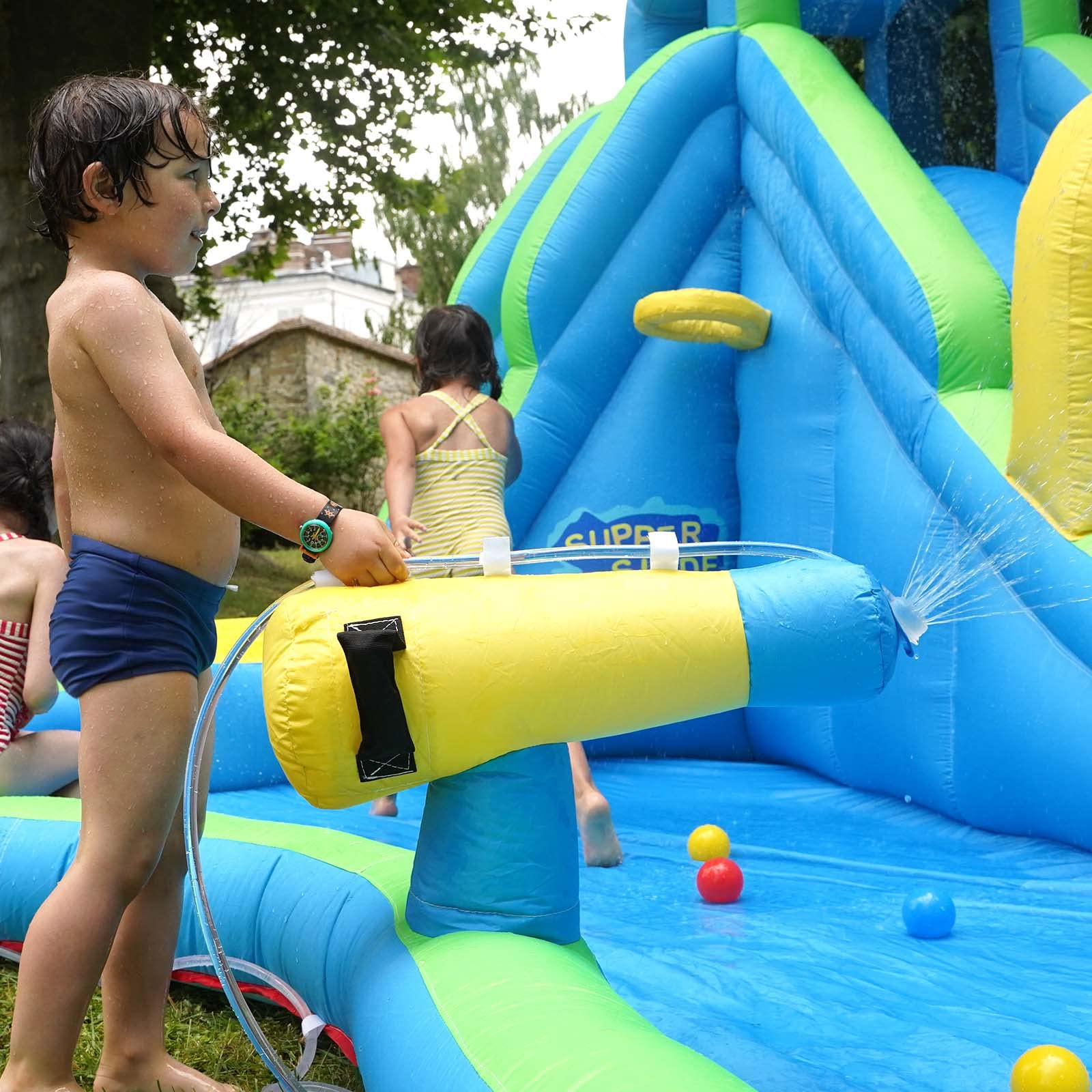 BOUNTECH 16x12FT Inflatable Water Slide for Kids & Adults - Mega Backyard Waterslide Park with Adventure Slide, Splash Pool & Climbing Wall - Outdoor Summer Party Toy for Birthday, BBQ & Family Gatherings