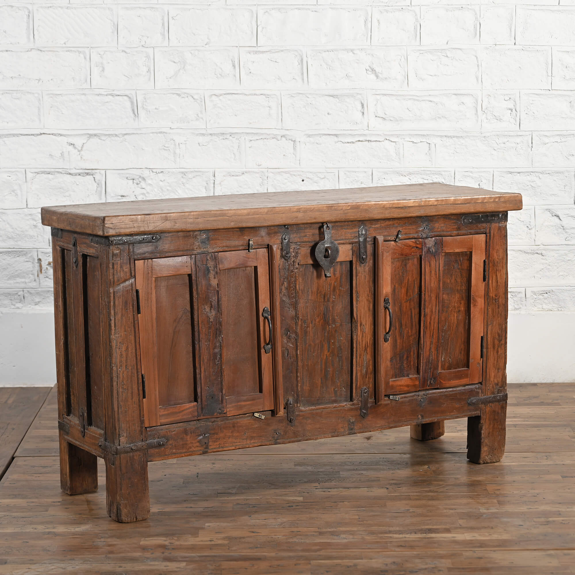Hand Carved Indian Sandook Solid Wood Sideboard - Traditional Storage Cabinet for Home & Office - Perfect for Living Room, Bedroom, or Entryway Decor