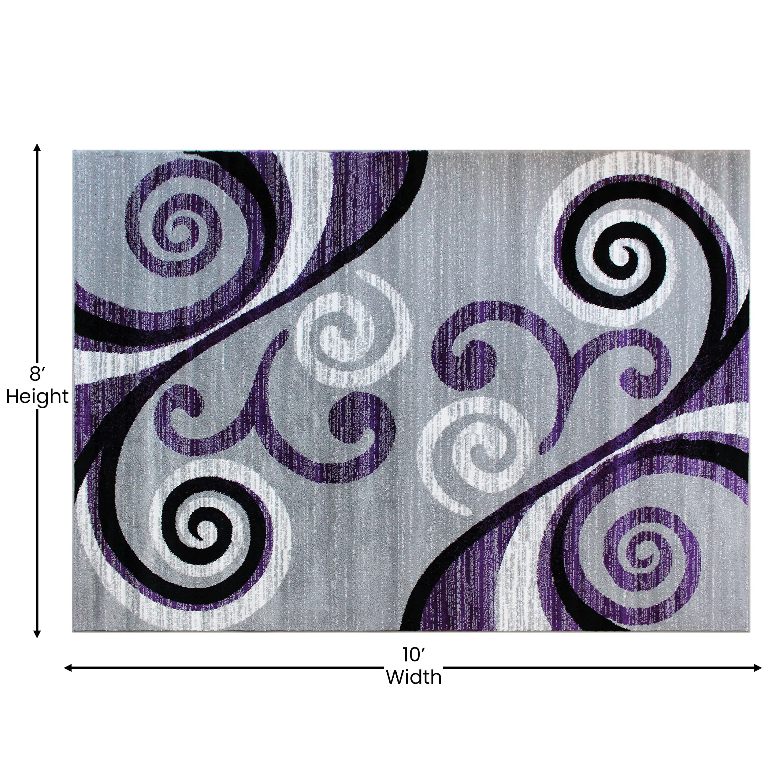 Flash Furniture Valli Collection 8' x 10' High Pile Purple Olefin Area Rug with Jute Backing - Soft Plush Living Room Carpet for Bedroom, Hallway & Entryway - Home Decor & Cozy Floor Covering