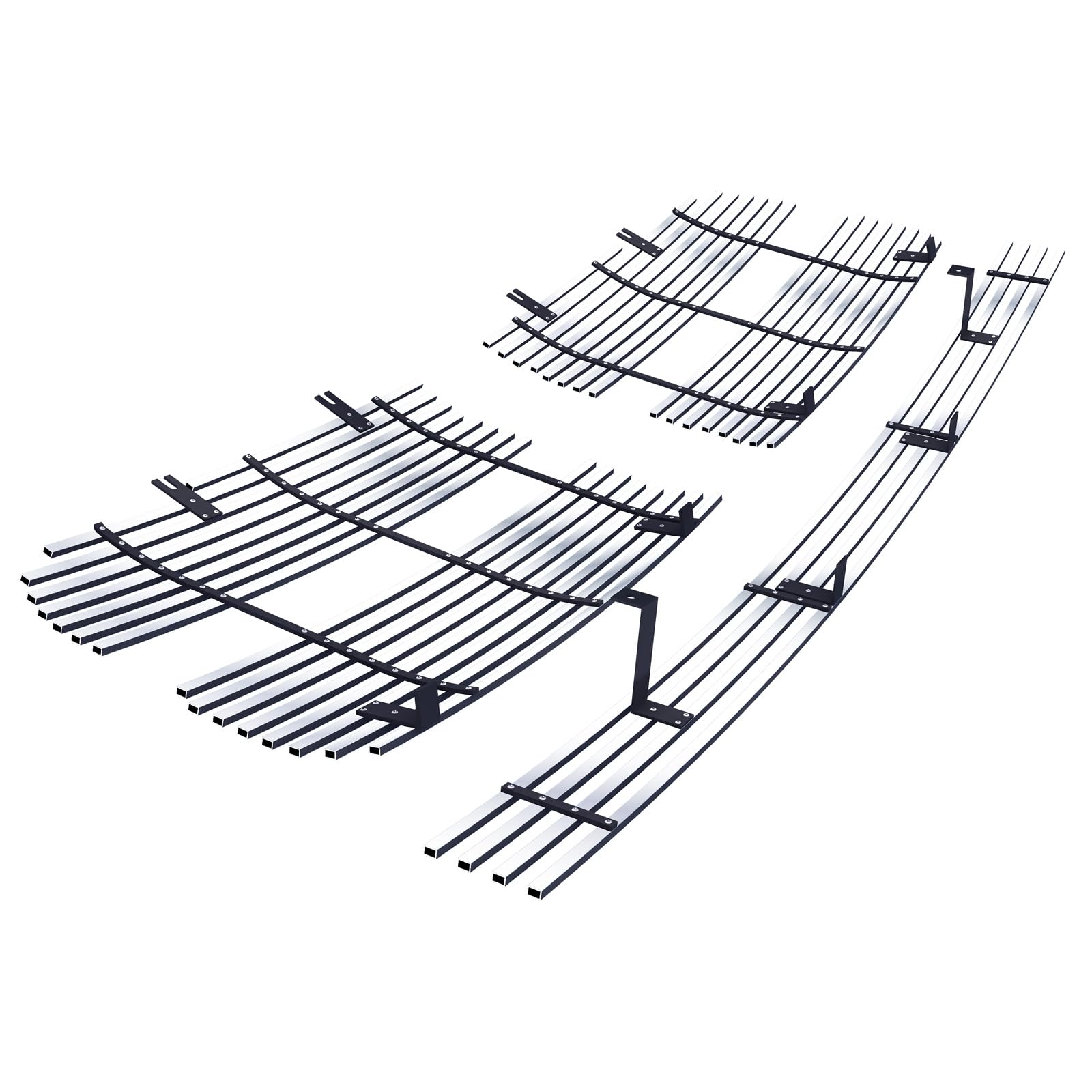 APS Chrome Billet Front Grill Grille Insert Combo D87723A - Compatible with 2002-2005 Dodge Ram Sport Main Upper Lower Bumper | Truck Accessories & Customization for Off-Road & Street Use