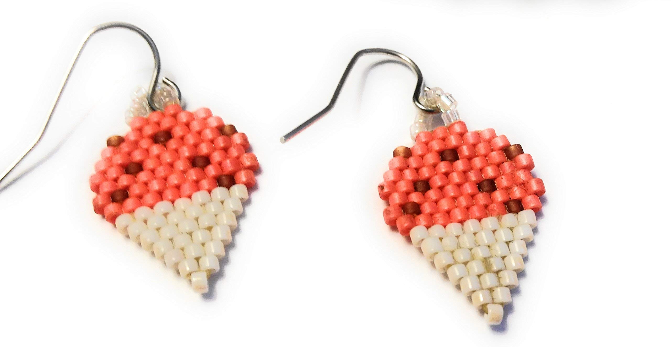 Artie Orange Sherbet Ice Cream Cone with Sprinkles Seed Bead Dangle Earrings - Fun & Playful Summer Jewelry for Women, Perfect for Parties, Beach Outings & Casual Wear