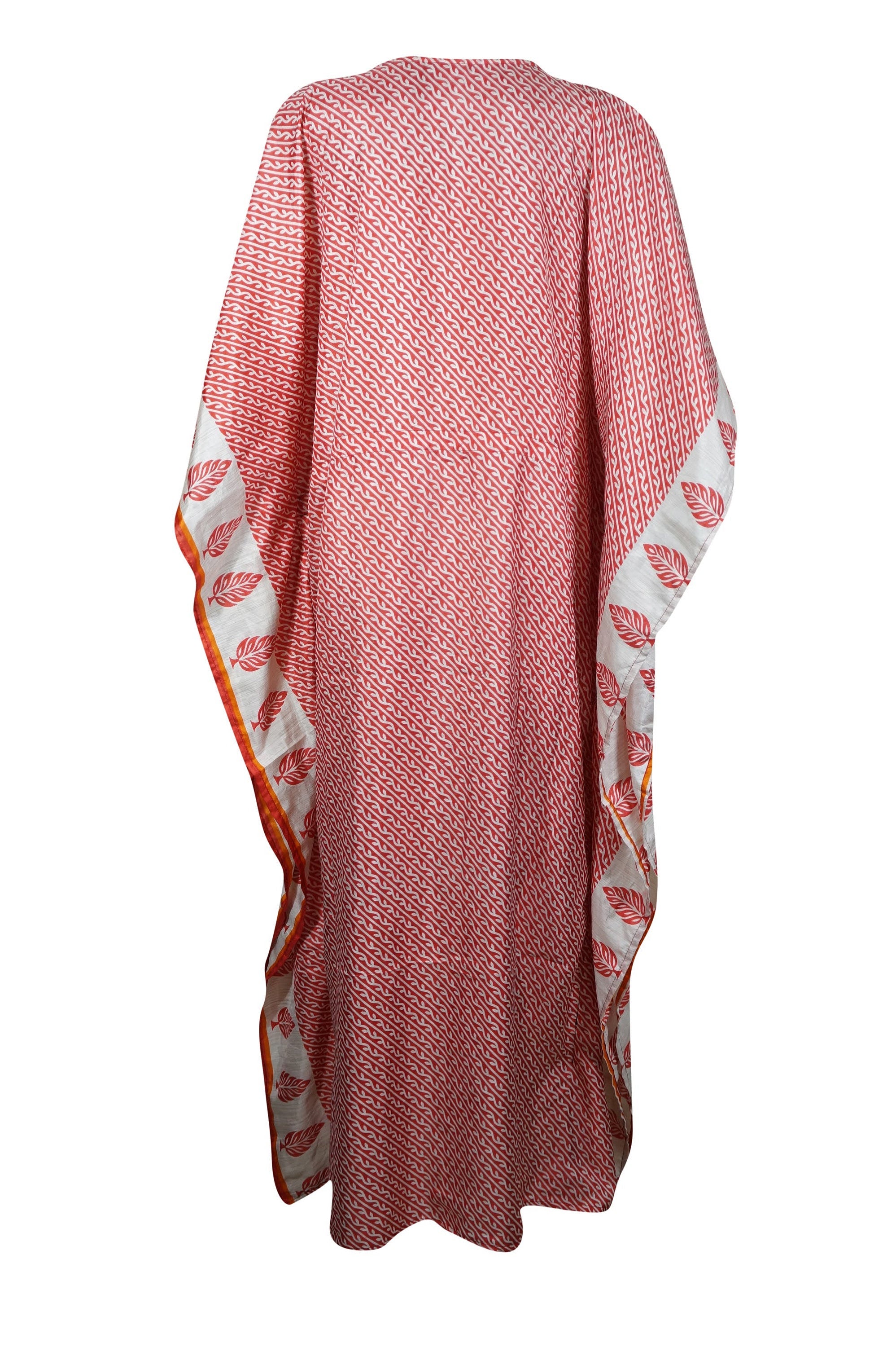 Women's Pink Caftan Maxi Dress - Lightweight Flowy Bohemian Summer Beach Dress for Vacation, Pool Party & Casual Wear | One Size