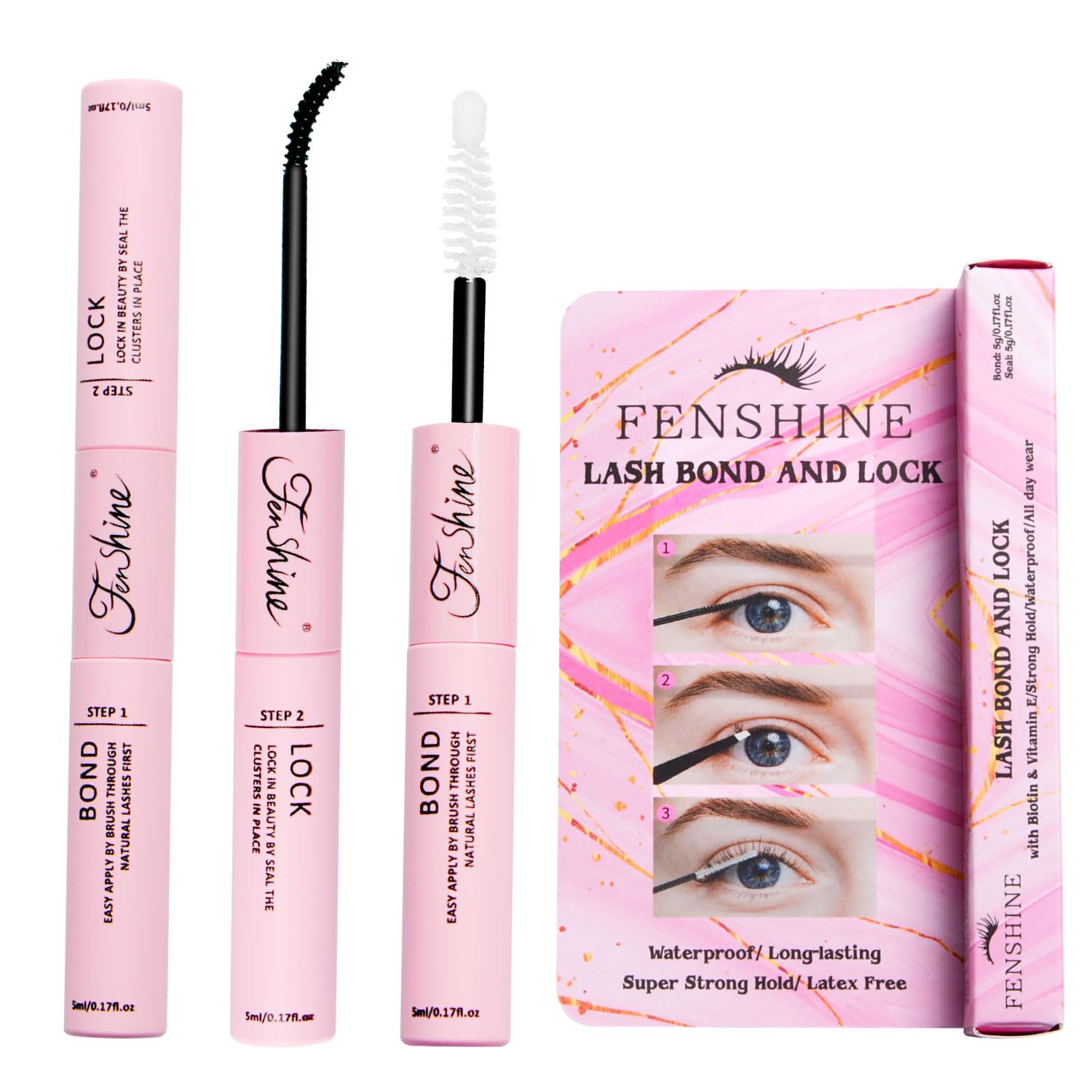 Fenshine Professional Eyelash Glue - Strong Bond & Seal for False Lashes (5g + 50g) | Waterproof, Long-Lasting, Hypoallergenic | Perfect for Daily Wear, Special Occasions & Professional Lash Extensions