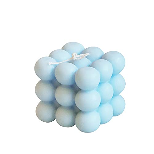 Soy Wax Aromatherapy Candle - Small Blue Bubble Cube Scented Candle for Relaxation, Birthday Gift, Home Decor & Spa Use - 1PC