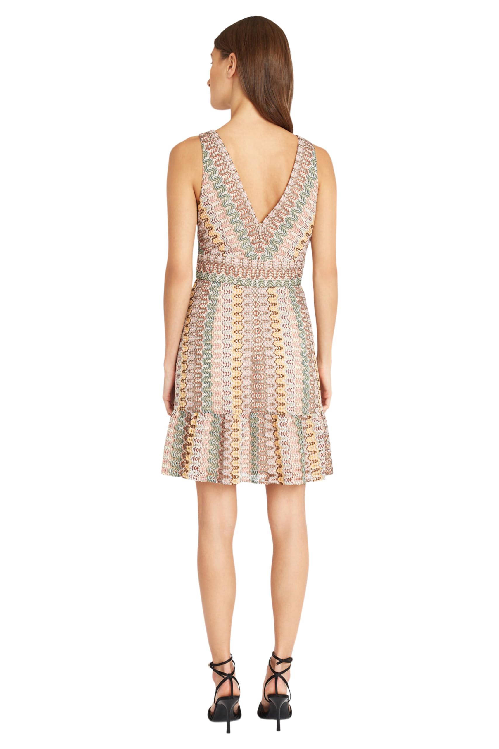 Donna Morgan Women's V-Neck Sleeveless Crochet Summer Dress with Ruffle Hem - Beach Wedding, Vacation & Casual Outfit