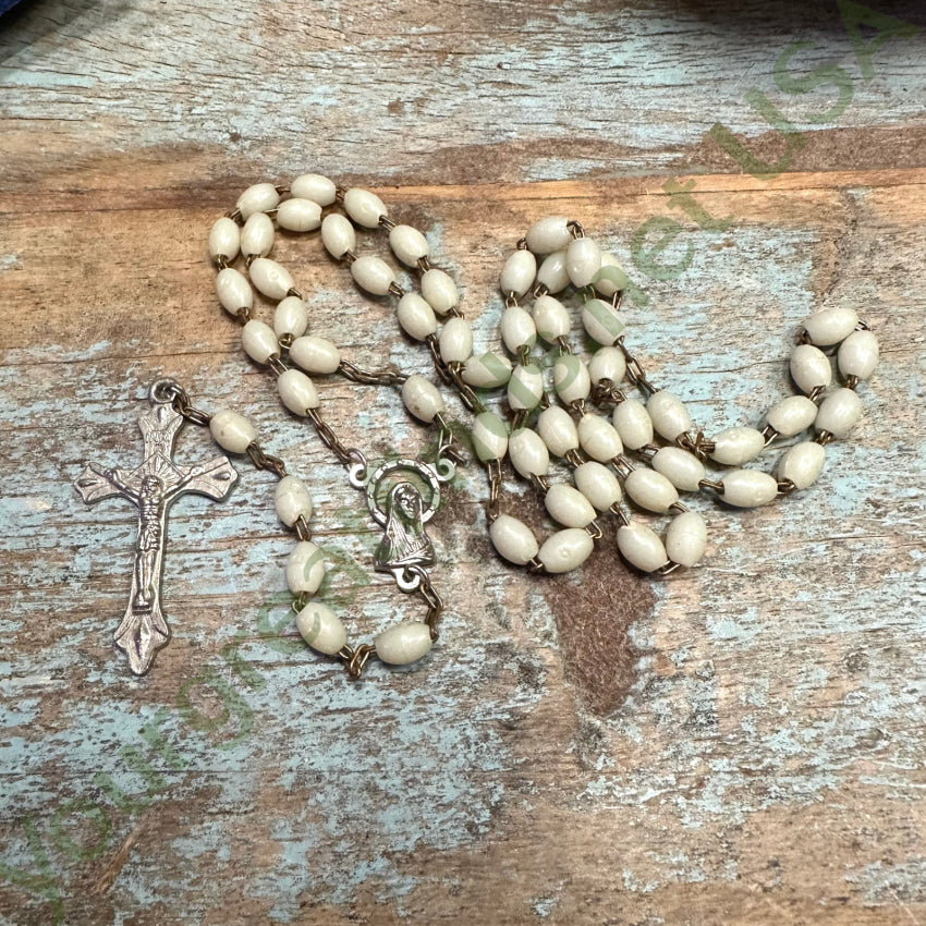 Vintage Luminous Glow in the Dark Rosary - Catholic Prayer Beads for Nighttime Devotion & Spiritual Comfort