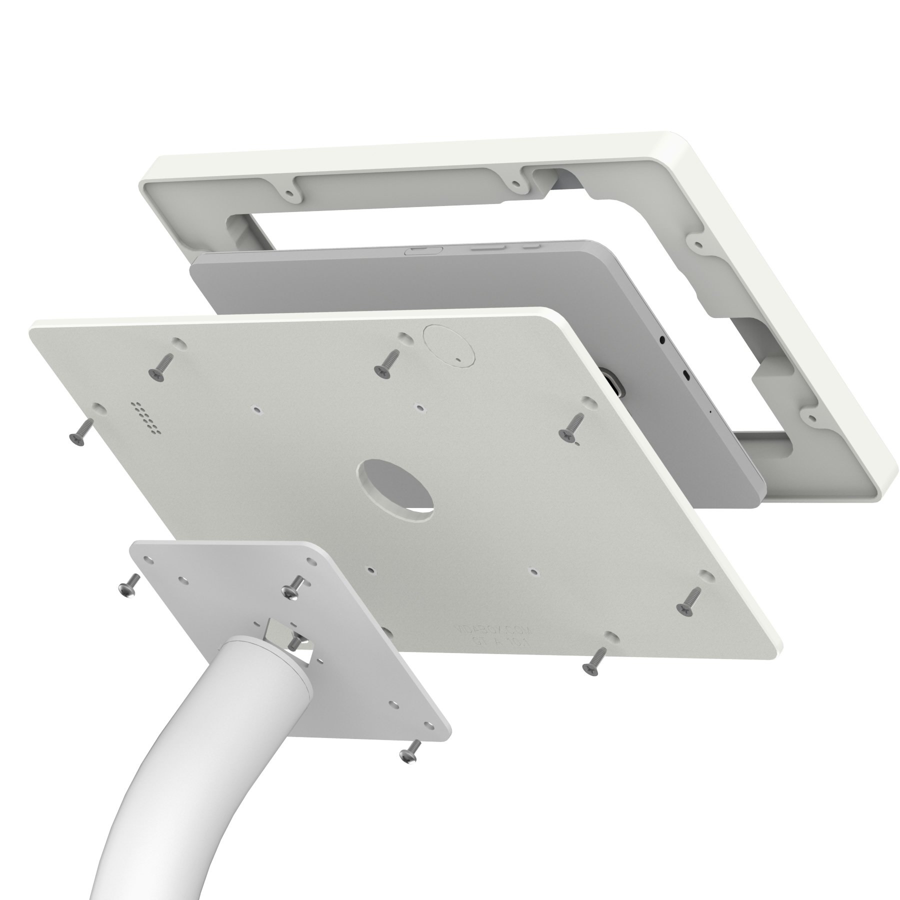 VidaMount White Enclosure & Floor Stand Bundle - Compatible with Samsung Galaxy Tab A 10.1 (2016 Model) - Perfect for Home, Office & Commercial Tablet Displays
