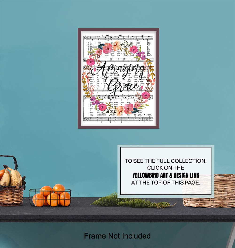 Amazing Grace Sheet Music & Quote - Printable Music Wall Decor - Inspirational Christian Wall Art - Religious Home Gifts - How Sweet The Sound - Perfect for Church, Bedroom & Office Decor