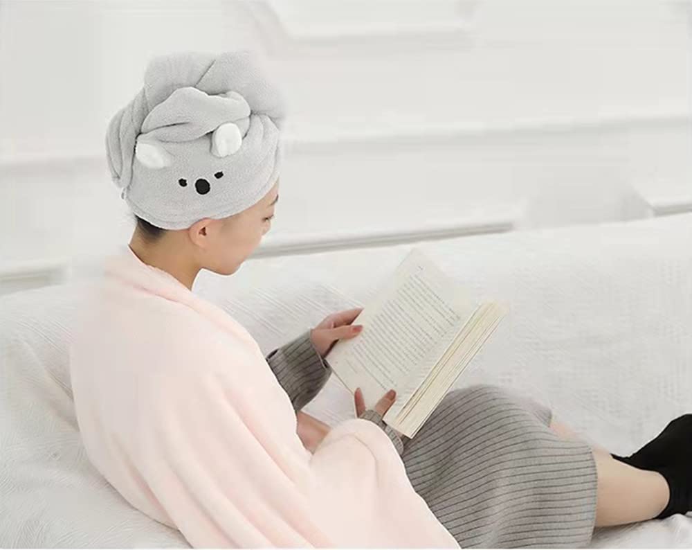 Super Absorbent Microfiber Hair Towel Wrap - Quick Dry Hair Turban for Women & Girls (2 Pack, Pink & Grey) | Soft Hair Drying Cap for Shower, Spa, Salon & Home Use