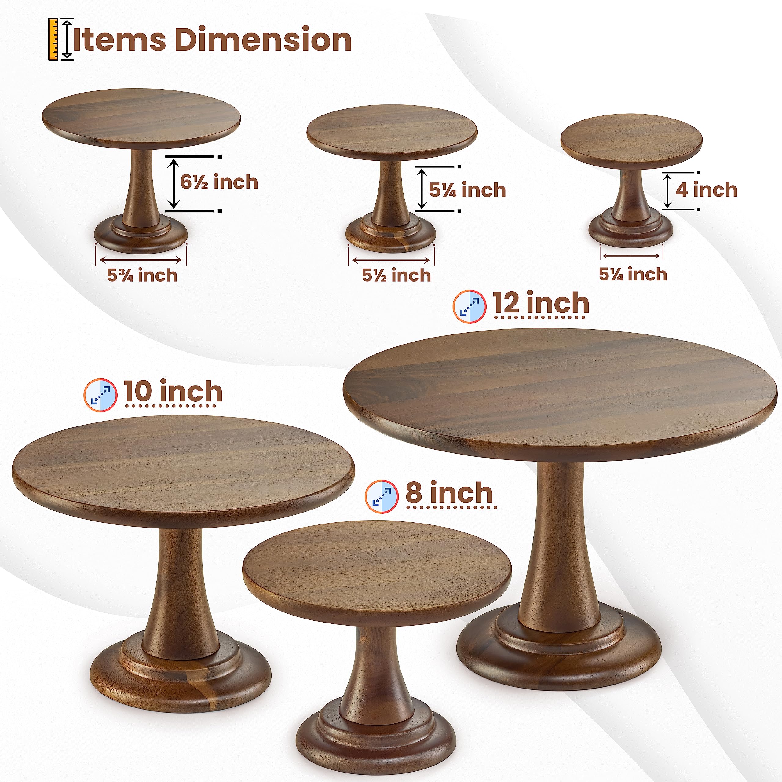 3-Tier Acacia Wood Cake Stand Set - Rustic Farmhouse Cupcake Stand for Weddings, Birthdays & Parties - Durable Wooden Dessert Display for Restaurants, Bakeries & Home Entertaining - Perfect for Cakes, Cupcakes, Pastries & Sweet Treats