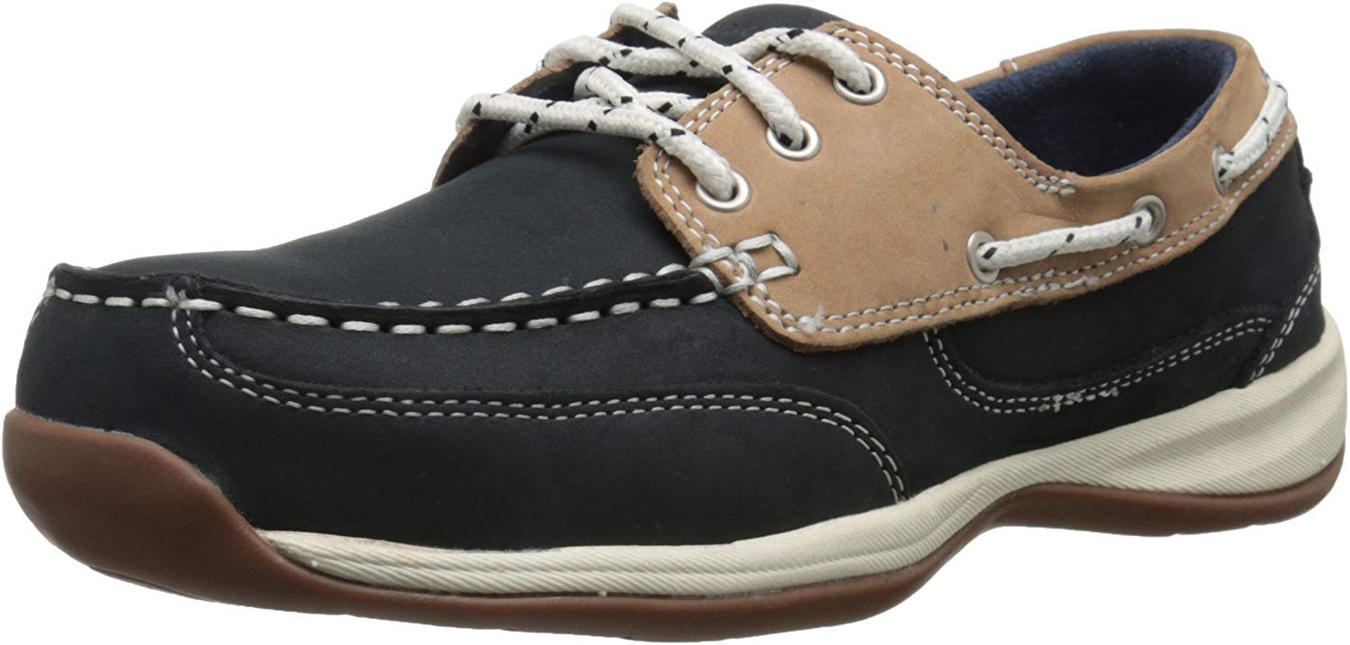 Rockport Women's Sailing Club 3-Eye Boat Shoe - Comfortable Casual Leather Slip-On Deck Shoes for Sailing, Boating & Summer Outfits