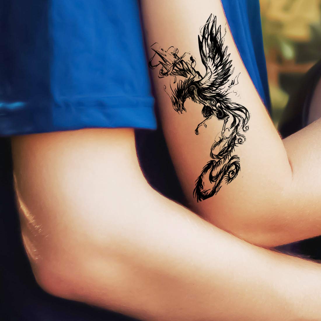 Voorkoms® Phoenix Wings Temporary Tattoo - Waterproof Fake Body Art for Women & Men - Perfect for Parties, Halloween, Cosplay & Festivals