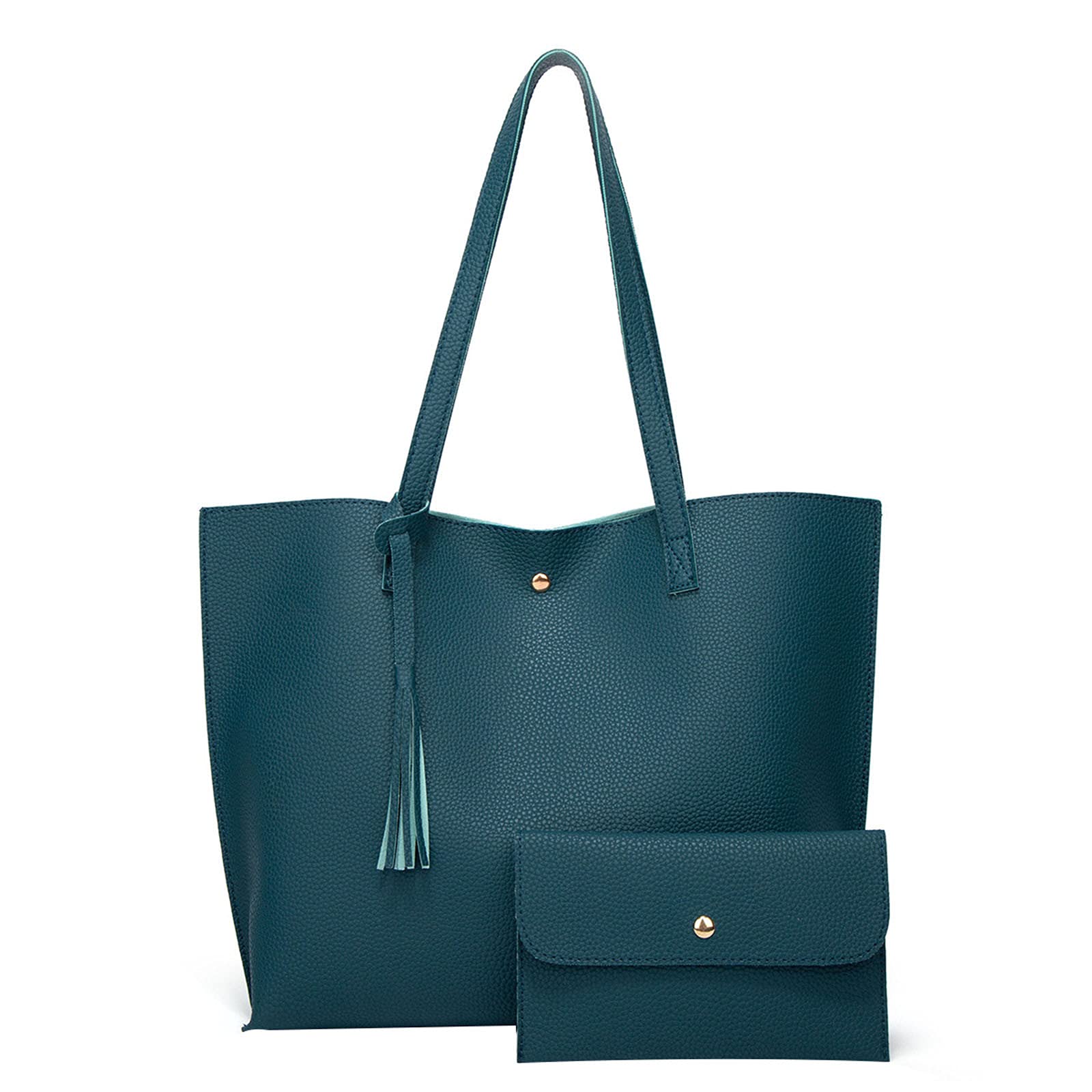 Stylish Solid Color Shoulder Tote Bag for Women - Trendy Tassel Detail Canvas Handbag (Perfect for Work, Shopping & Travel)