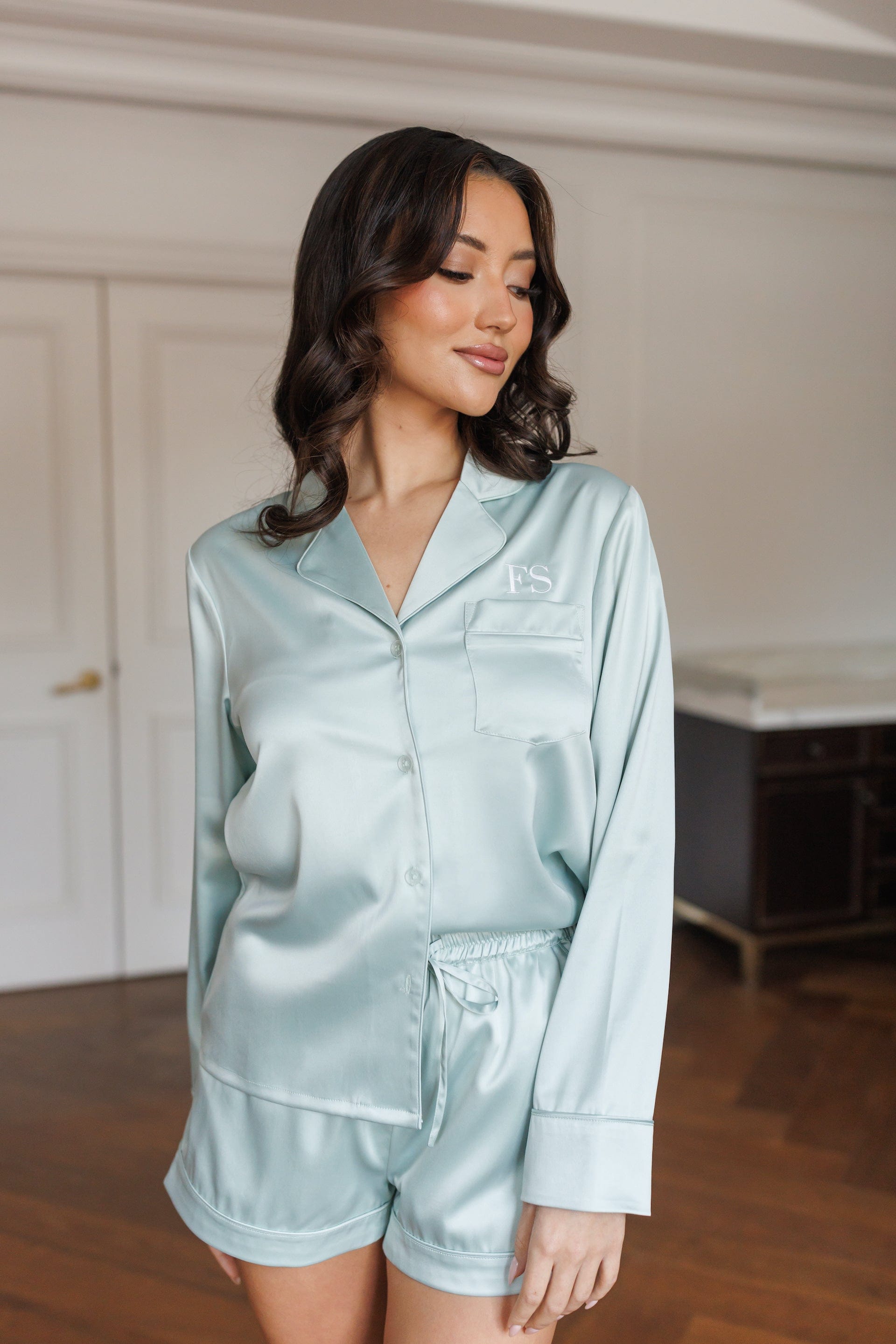 Zoe Premium Satin Bridesmaid Pajama Set - Soft Sage Green Sleepwear for Women - Perfect for Bachelorette Parties, Bridal Showers & Wedding Morning Prep